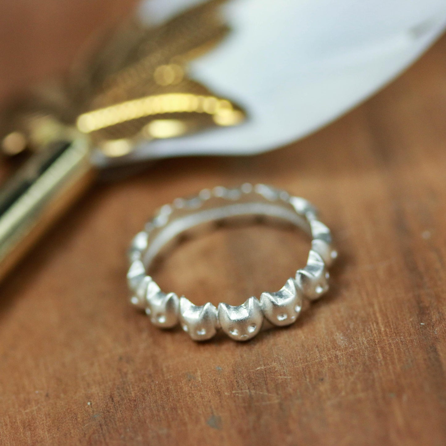 Cat Face Band Ring ââ‚?925 Sterling Silver Handmade Minimalist Feline Jewelry