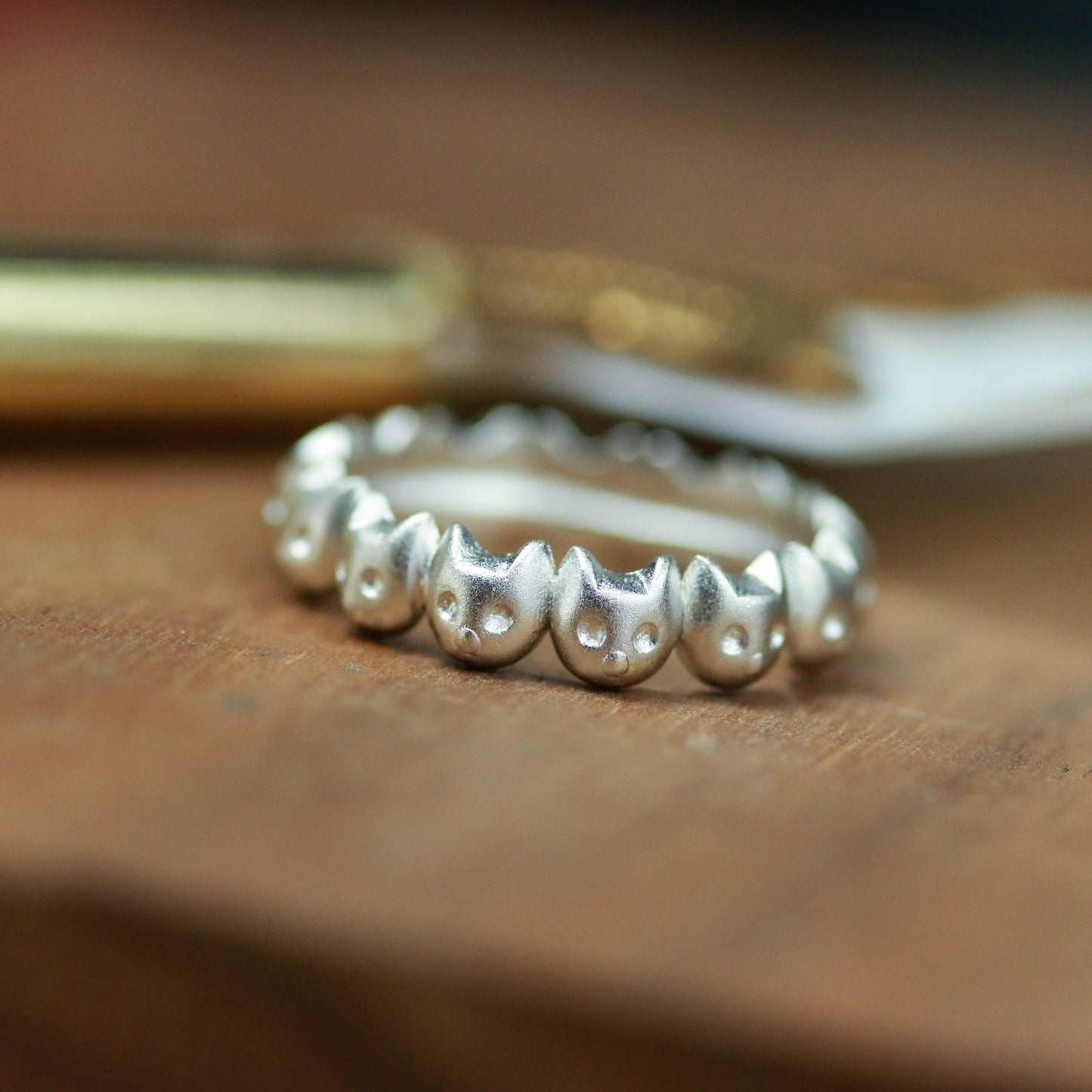 Cat Face Band Ring ââ‚?925 Sterling Silver Handmade Minimalist Feline Jewelry