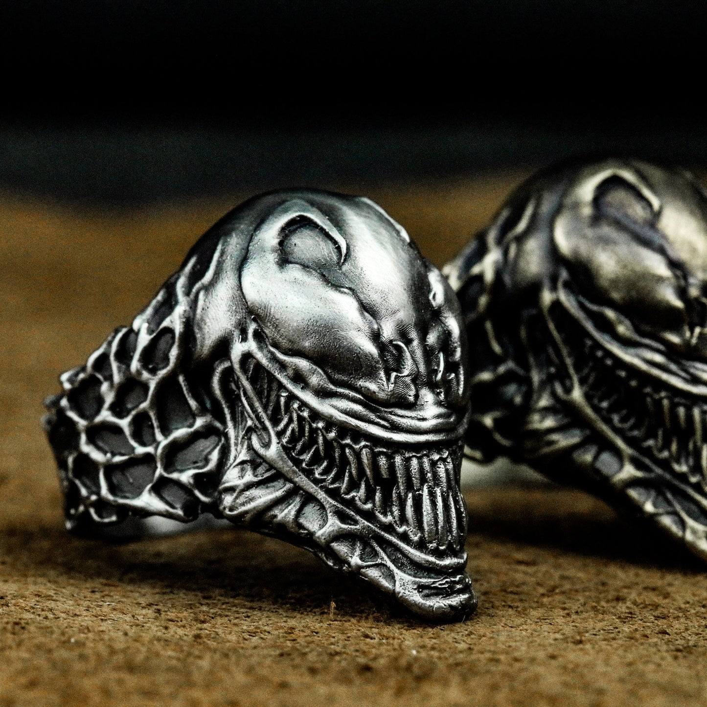 Venom Alien Skull Ring - 925 Silver Handmade