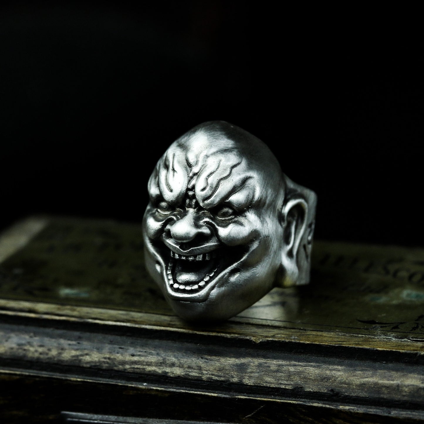 Wicked Buddha Ring ¨C Handmade 925 Silver Gothic Smile Buddha Band