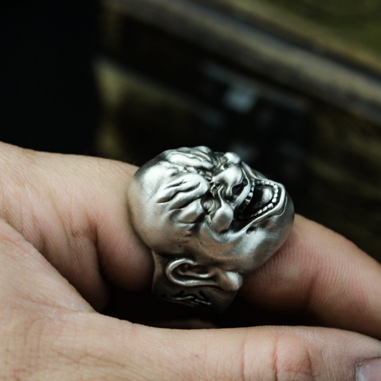 Wicked Buddha Ring ¨C Handmade 925 Silver Gothic Smile Buddha Band