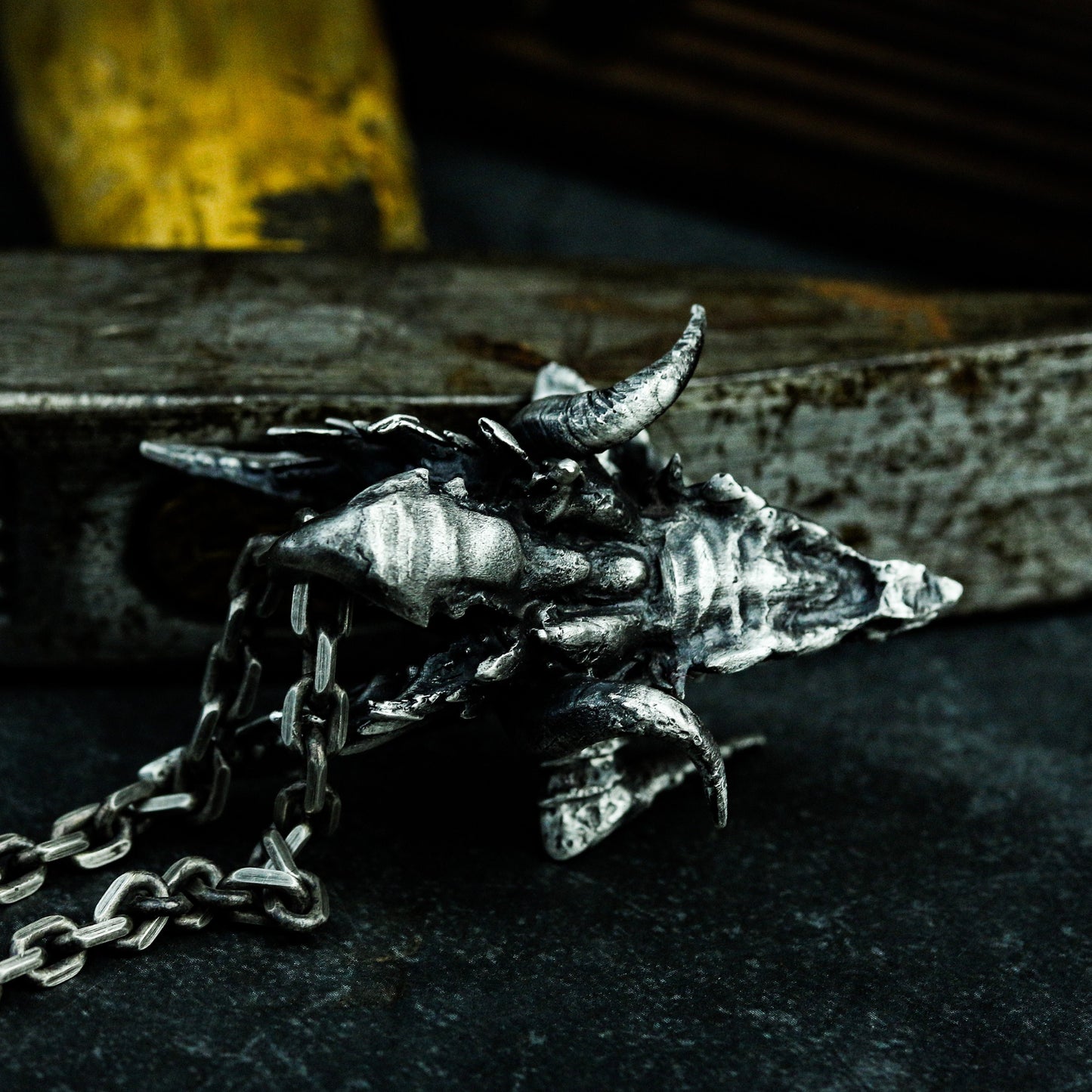 Dragon Skull Pendant ¨C 925 Sterling Silver Handmade