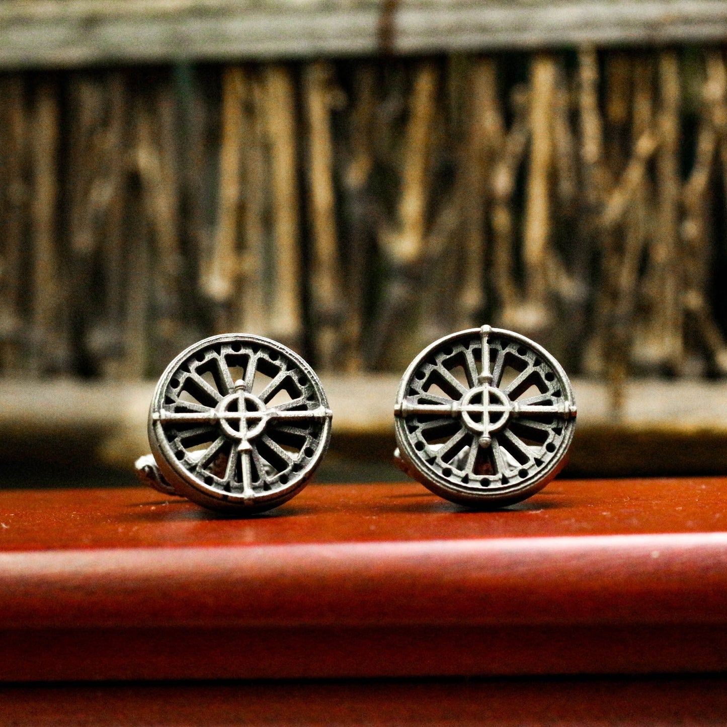 Simple Cross Hollowed Out Totem Cufflinks - Handmade 925 Silver