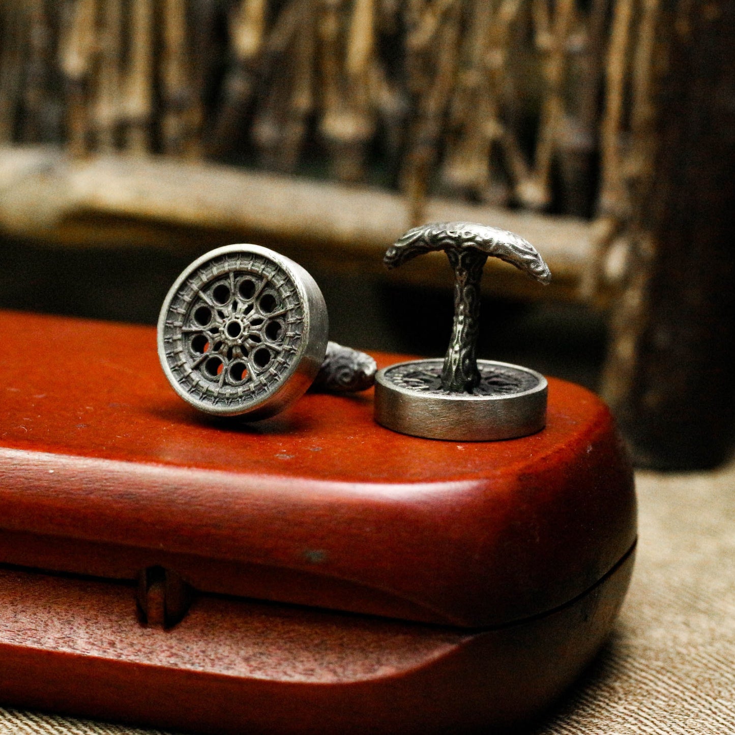 Floral Totem Cufflinks - 925 Sterling Silver Handmade
