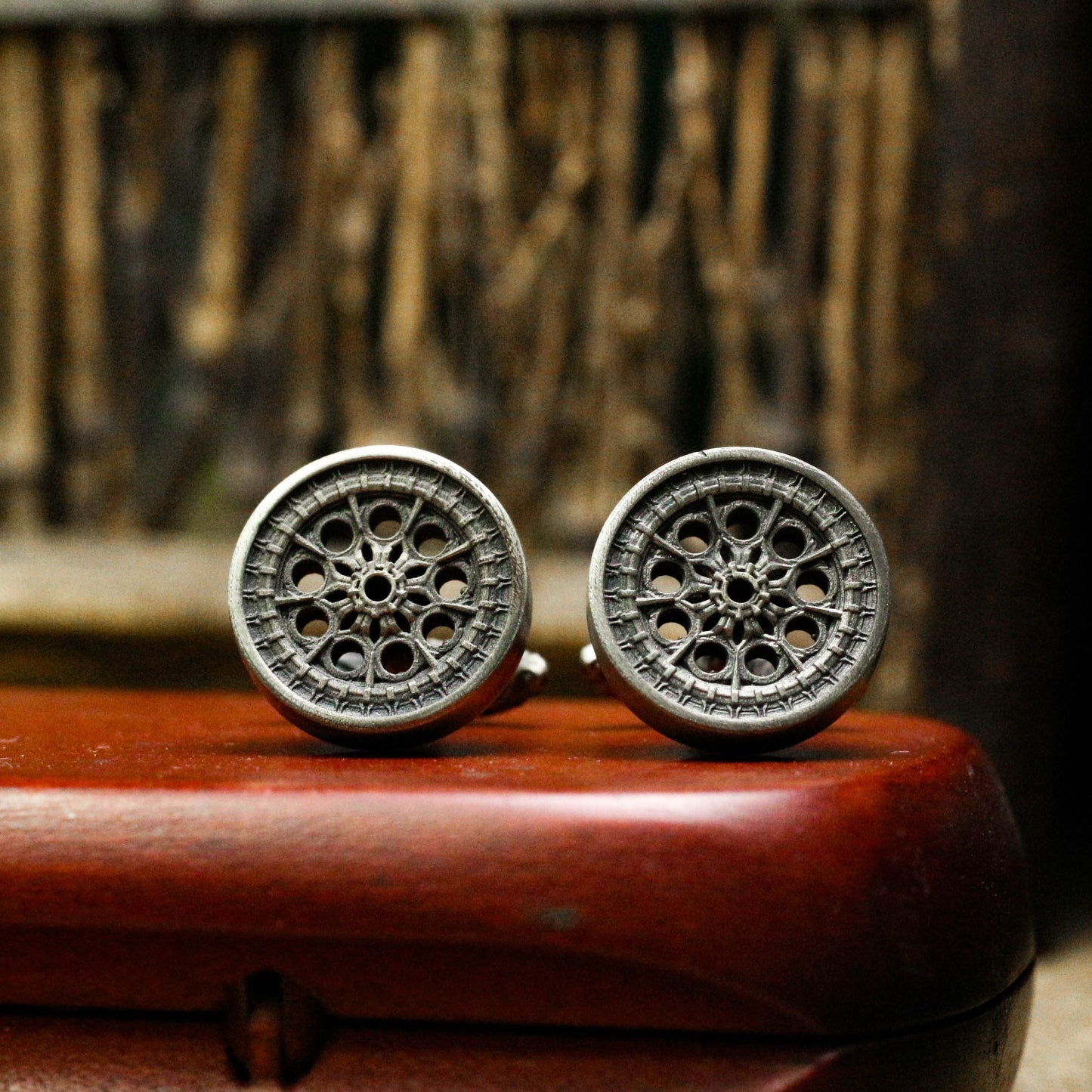 Floral Totem Cufflinks - 925 Sterling Silver Handmade