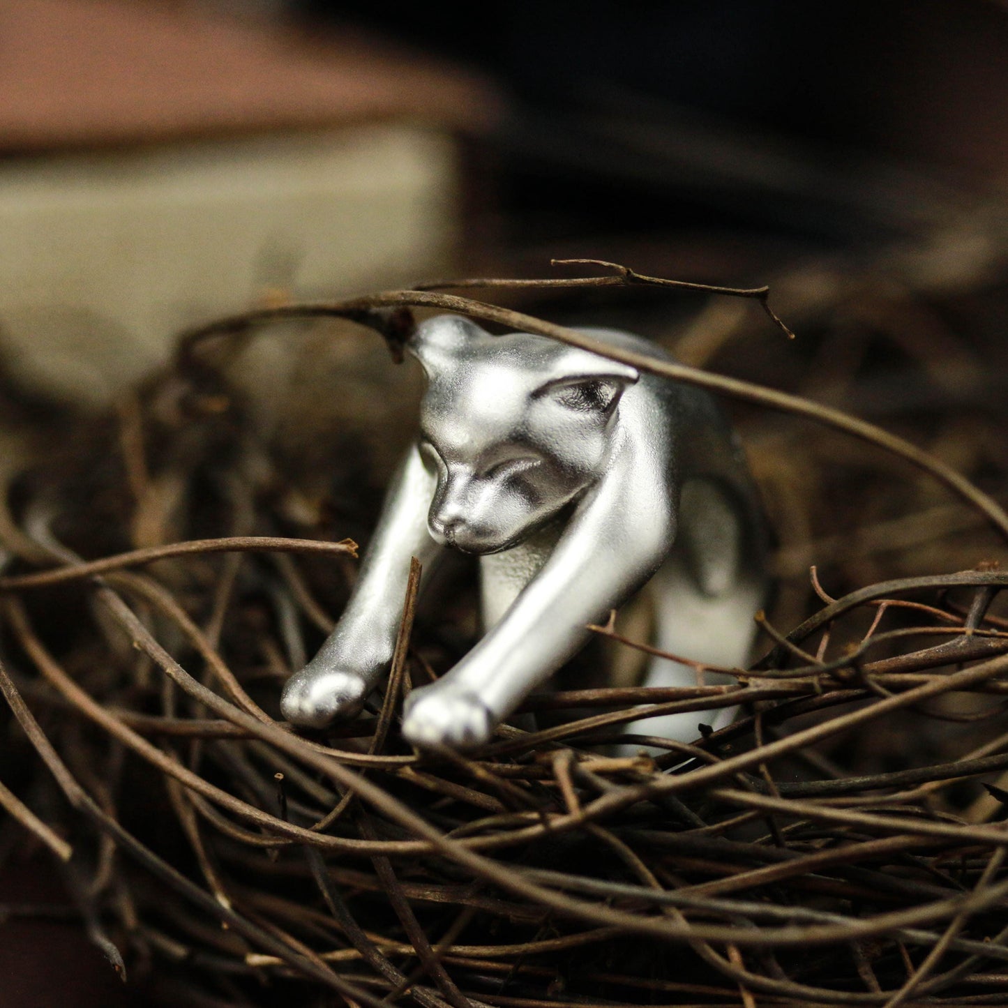 Stretching Cat Ring ââ‚?925 Sterling Silver Handmade Whimsical Animal Jewelry
