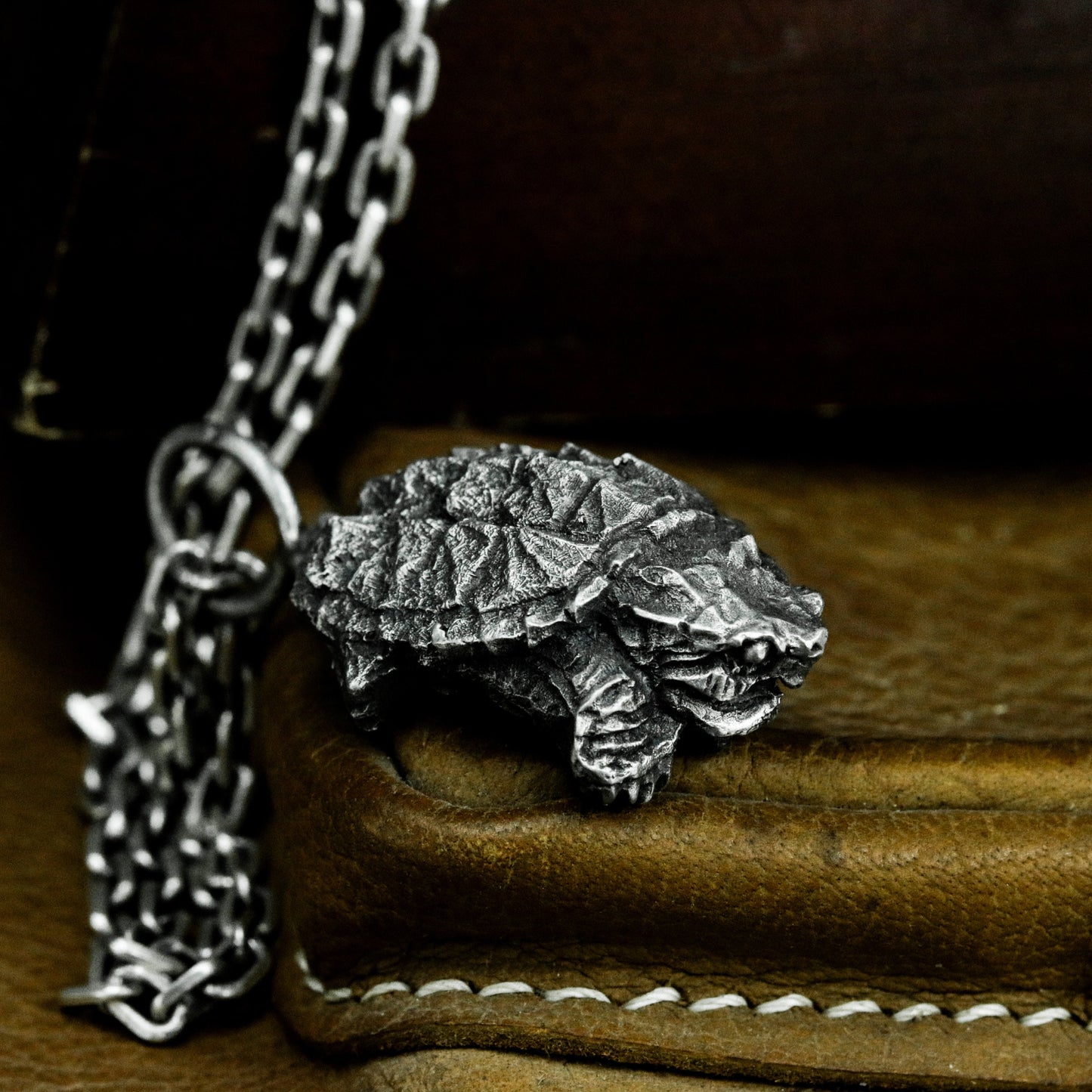 Turtle Skull Pendant - 925 Silver Handmade