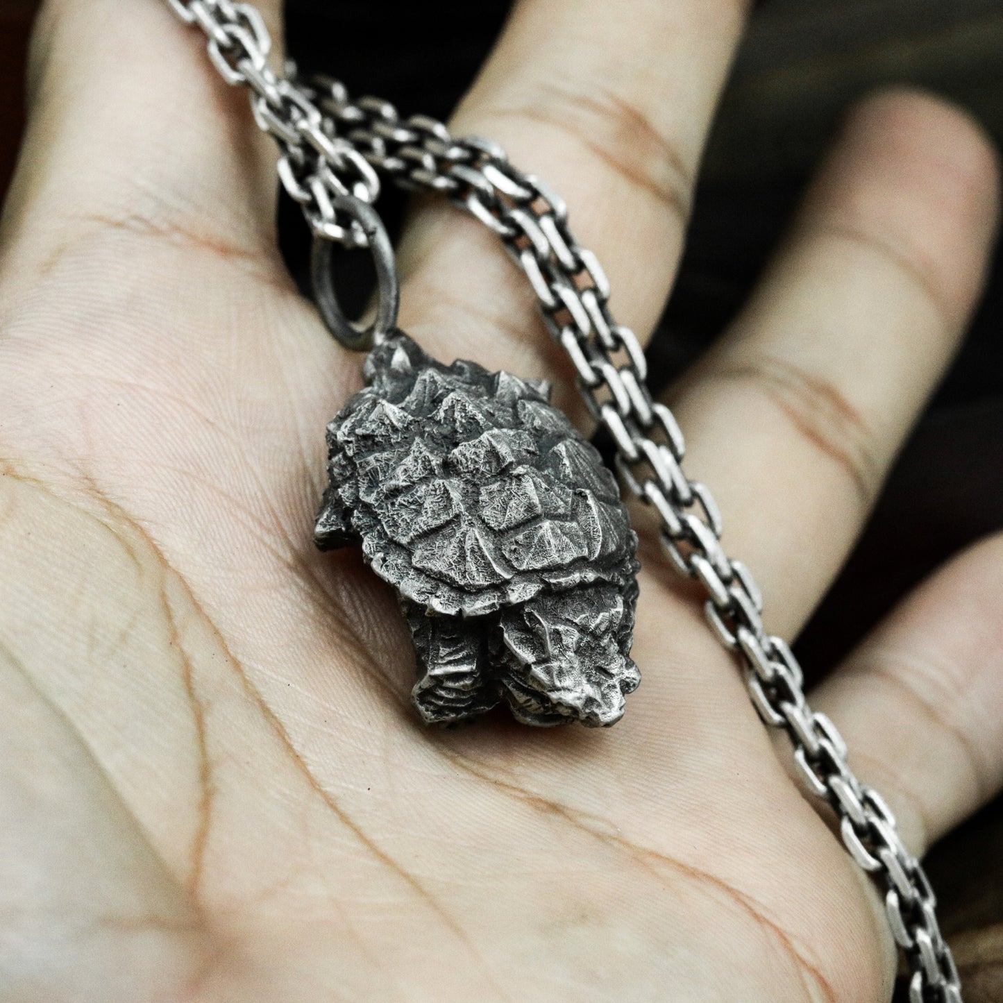 Turtle Skull Pendant - 925 Silver Handmade