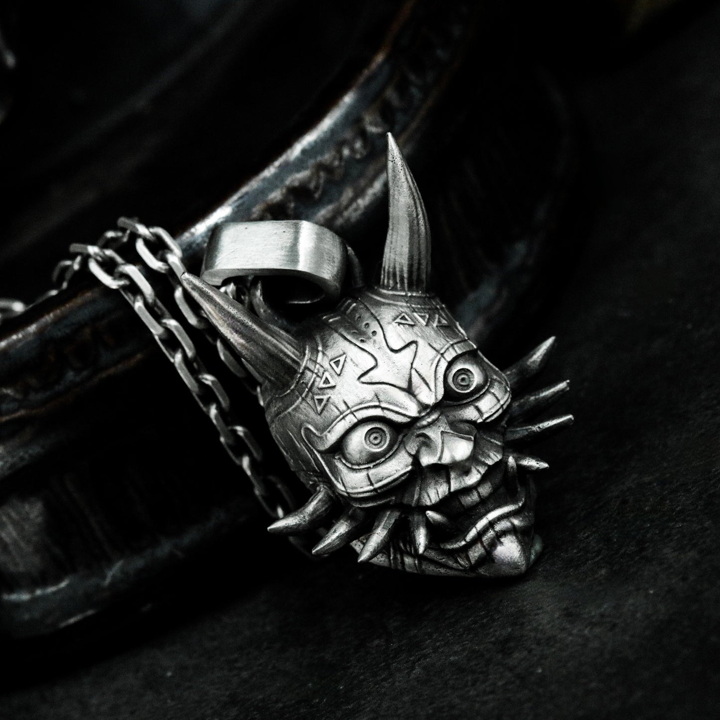 Japanese Evil Spirit Pendant ¨C Handmade 925 Silver Yokai Skull Necklace