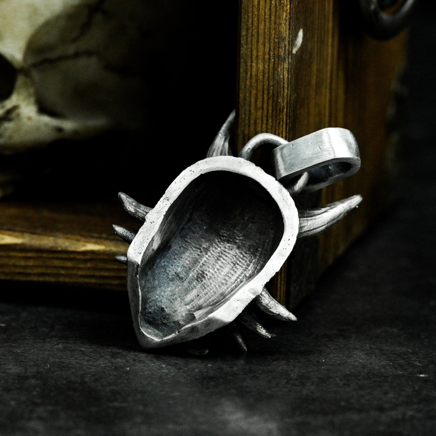 Japanese Evil Spirit Pendant ¨C Handmade 925 Silver Yokai Skull Necklace