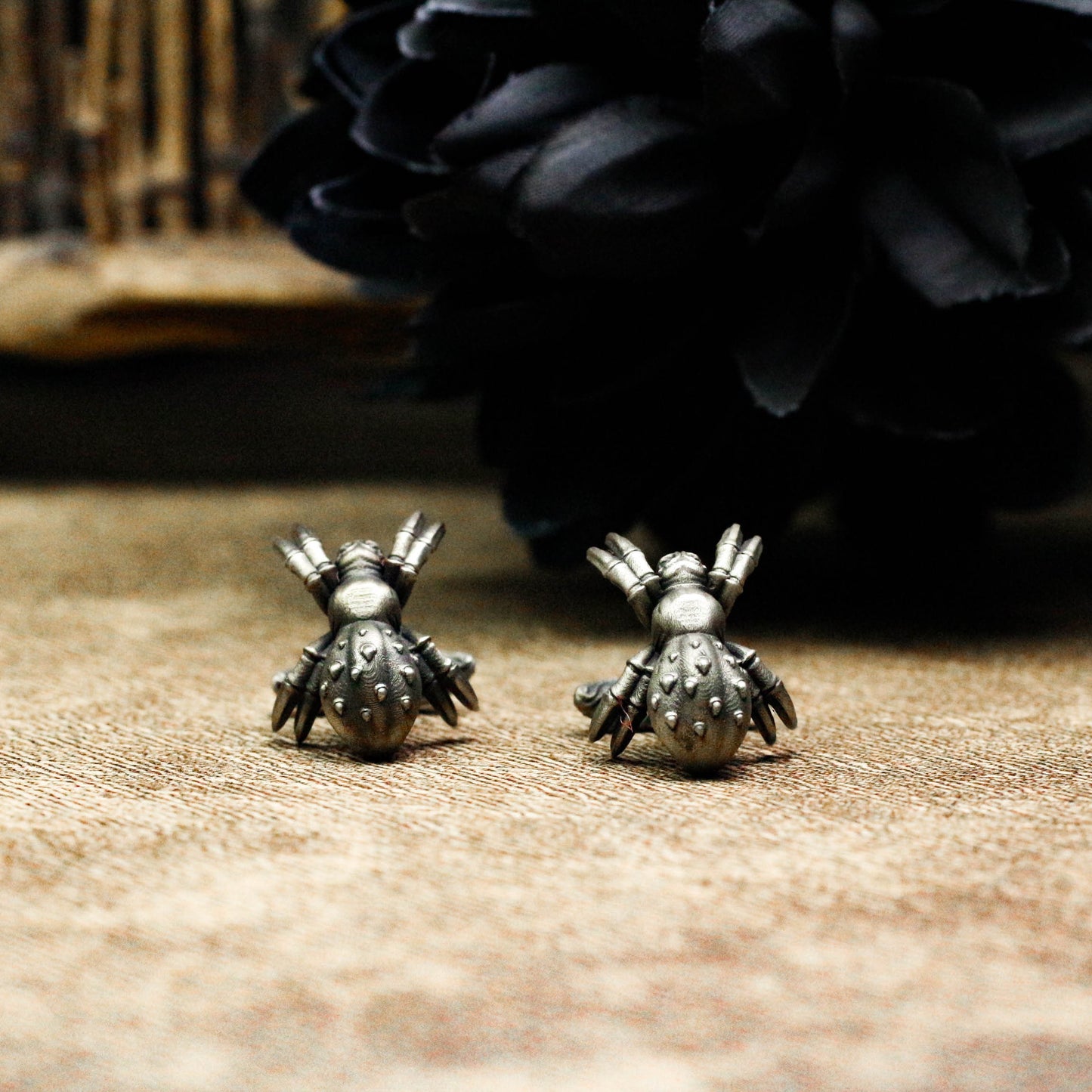 Spider Cufflinks, Black Widow - 925 Sterling Silver Handmade