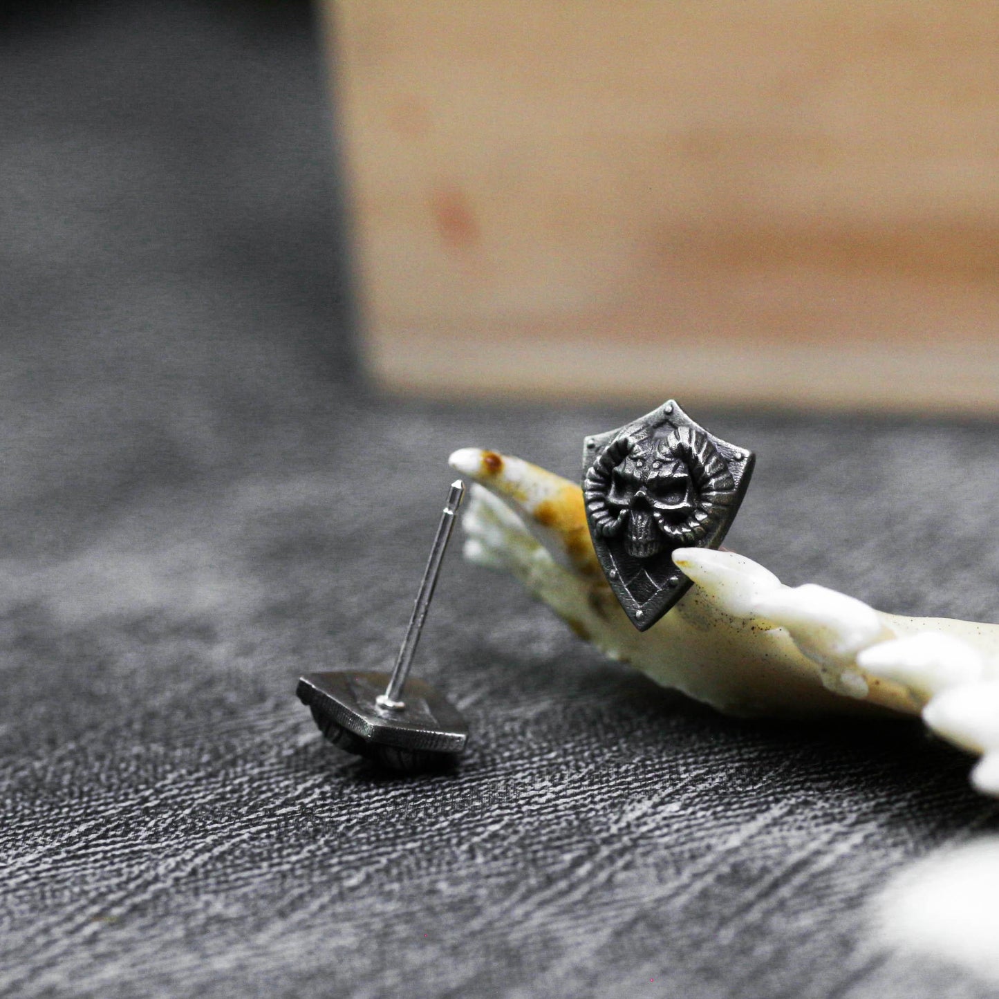 Ram Skull Shield Earrings - 925 Sterling Silver Handmade