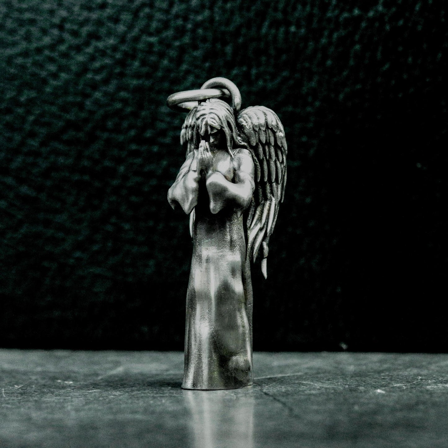 Blindfolded Angel Pendant with Standing Form - 925 Sterling Silver Handmade