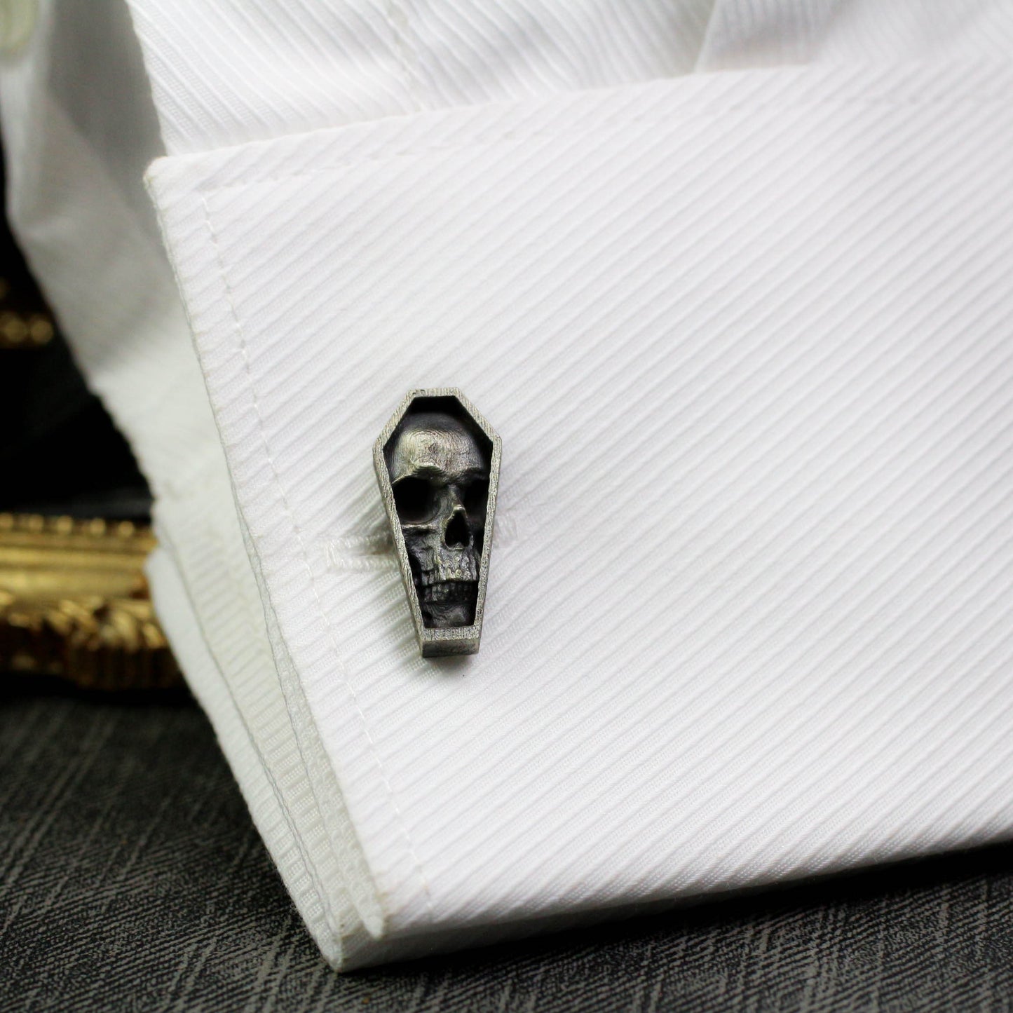 Coffin Skull Cufflinks, 925 Silver Handmade