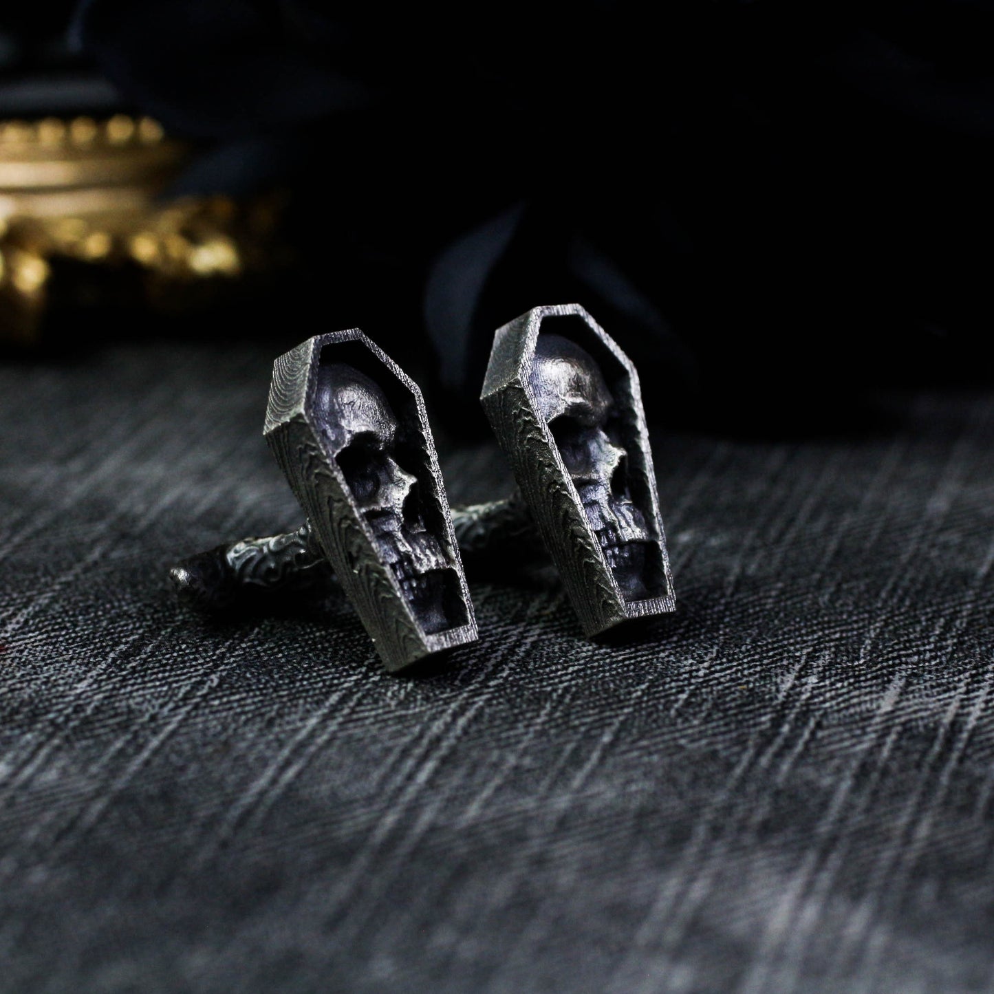 Coffin Skull Cufflinks, 925 Silver Handmade