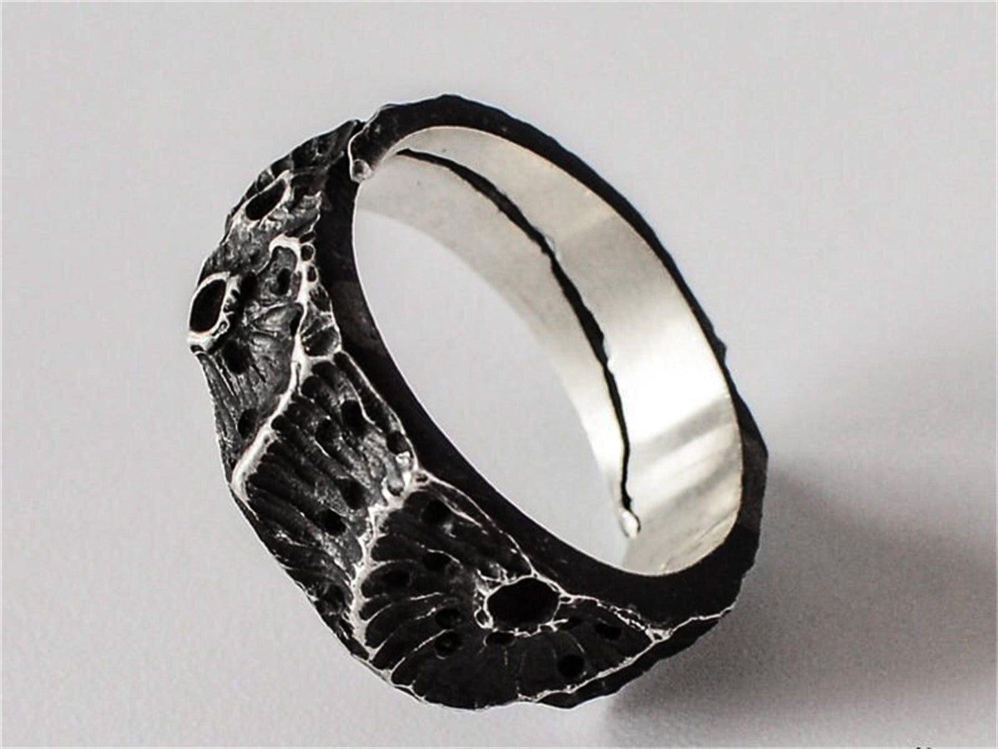 Volcanic Moon Ring - 925 Silver Handmade