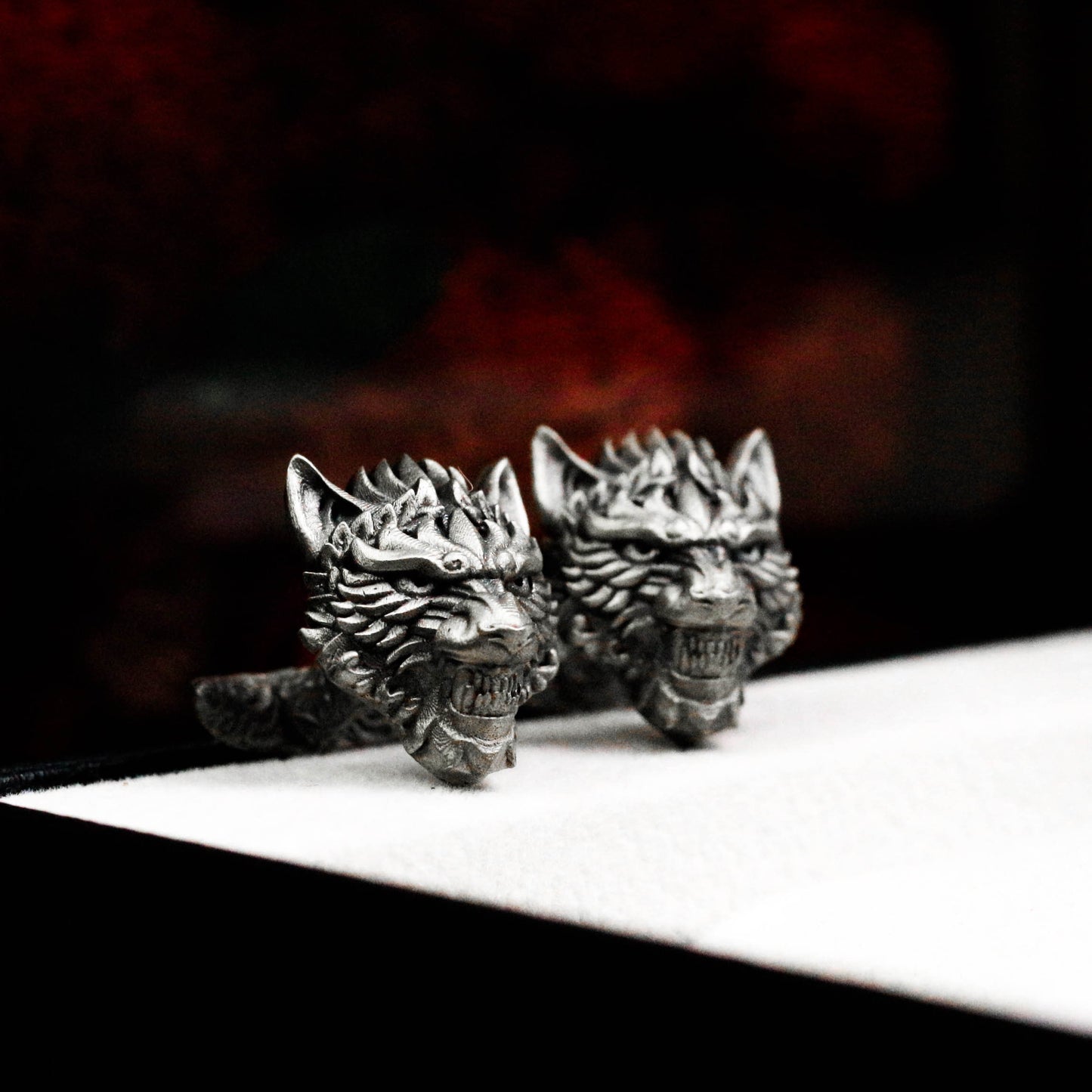 Wolf Head Cufflinks - 925 Silver Handmade