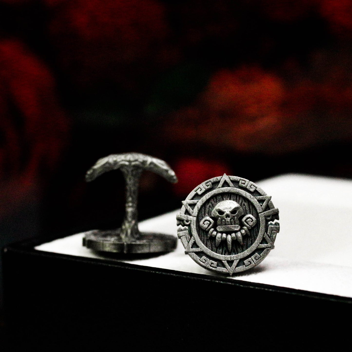 Mayan Skull Totem Cufflinks - 925 Sterling Silver Handmade