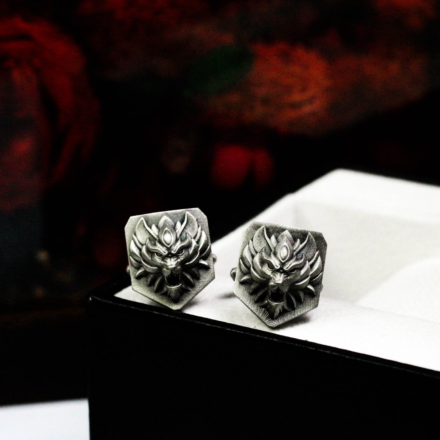 Wolf Leader Cufflinks - Animal Style - 925 Sterling Silver Handmade