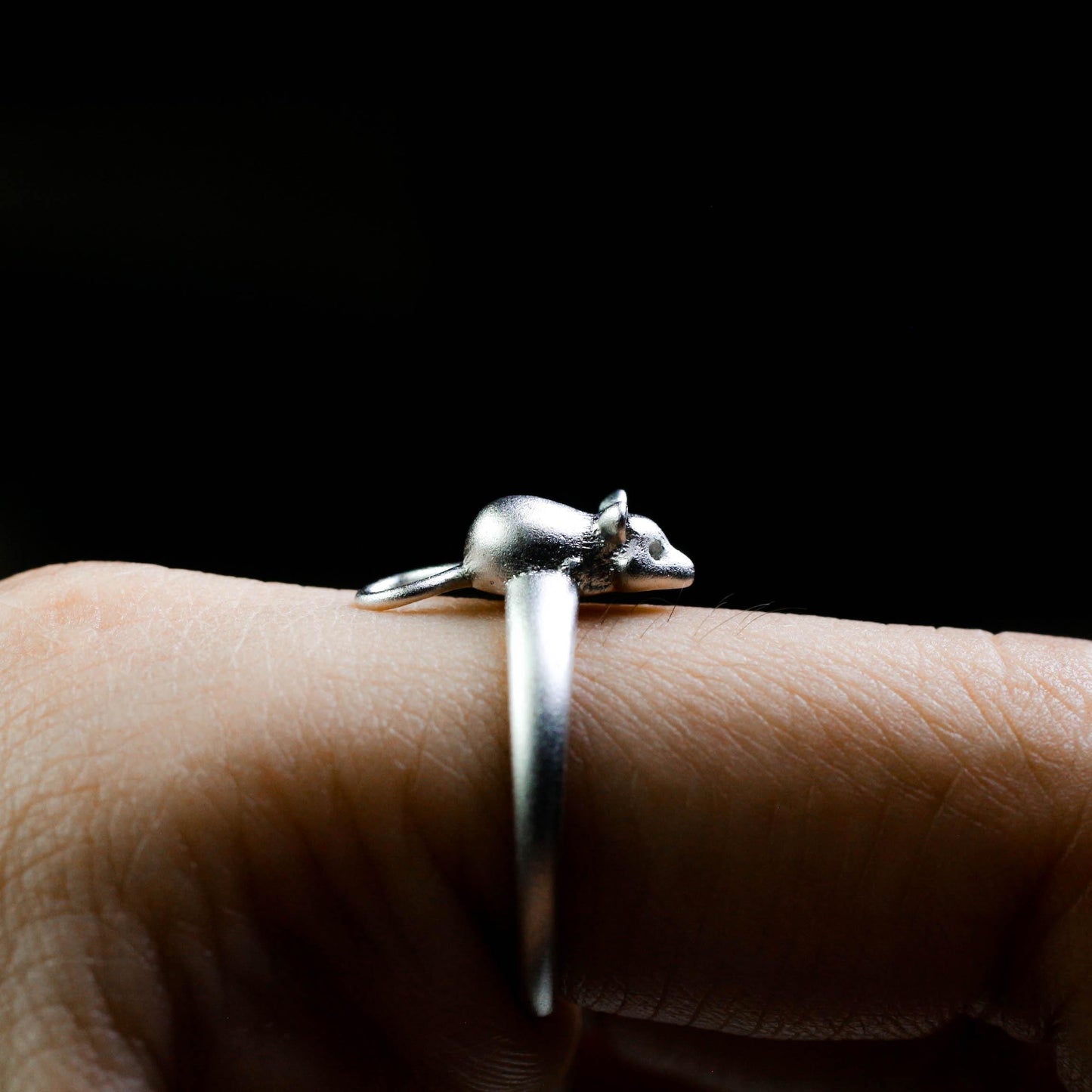 Tiny Mouse Ring ââ‚?925 Sterling Silver Handmade Whimsical Animal Jewelry