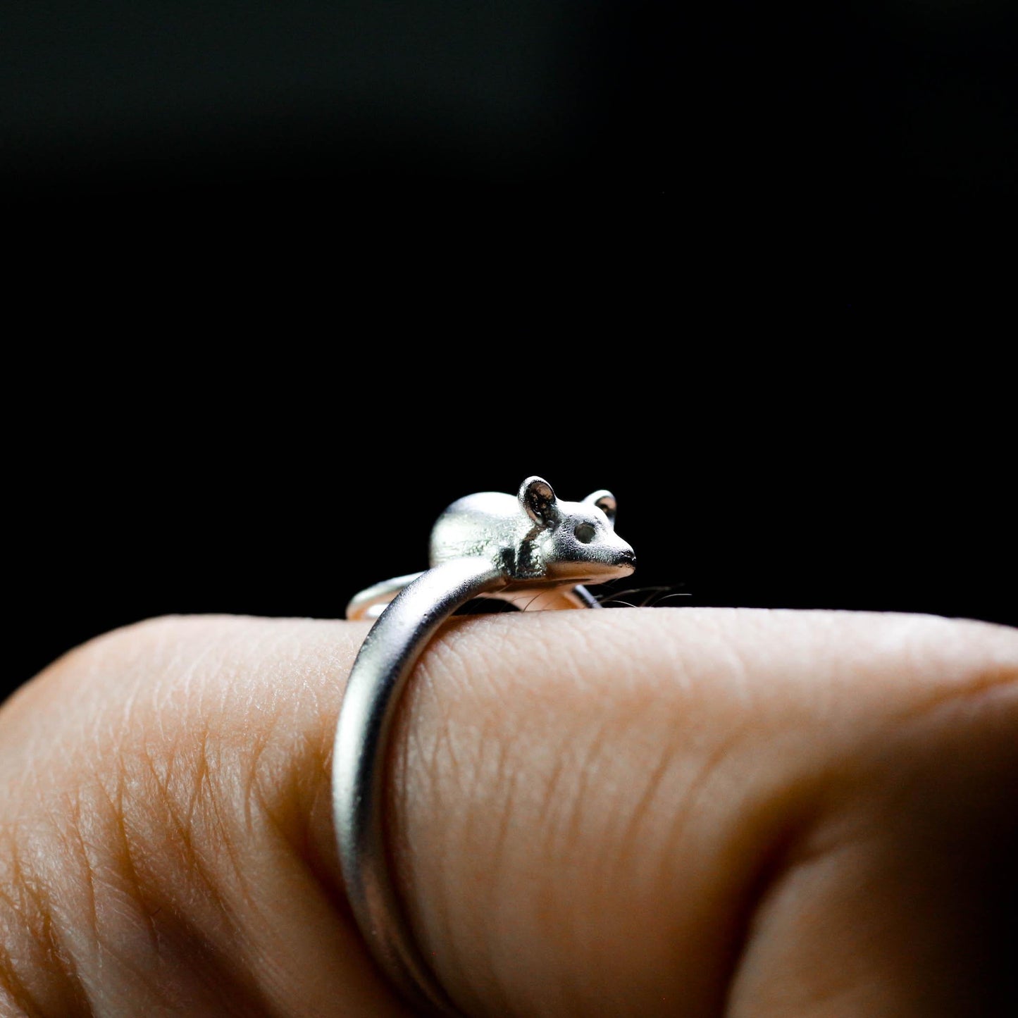 Tiny Mouse Ring ââ‚?925 Sterling Silver Handmade Whimsical Animal Jewelry