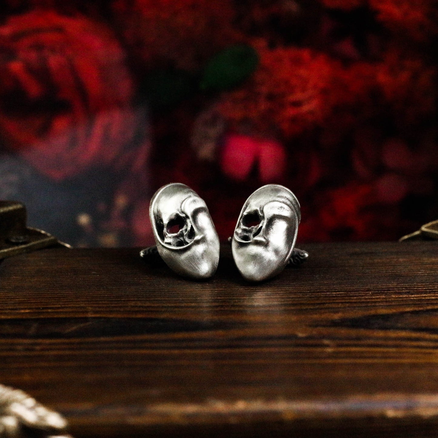 Skeleton Mask Cufflinks, 925 Silver Handmade