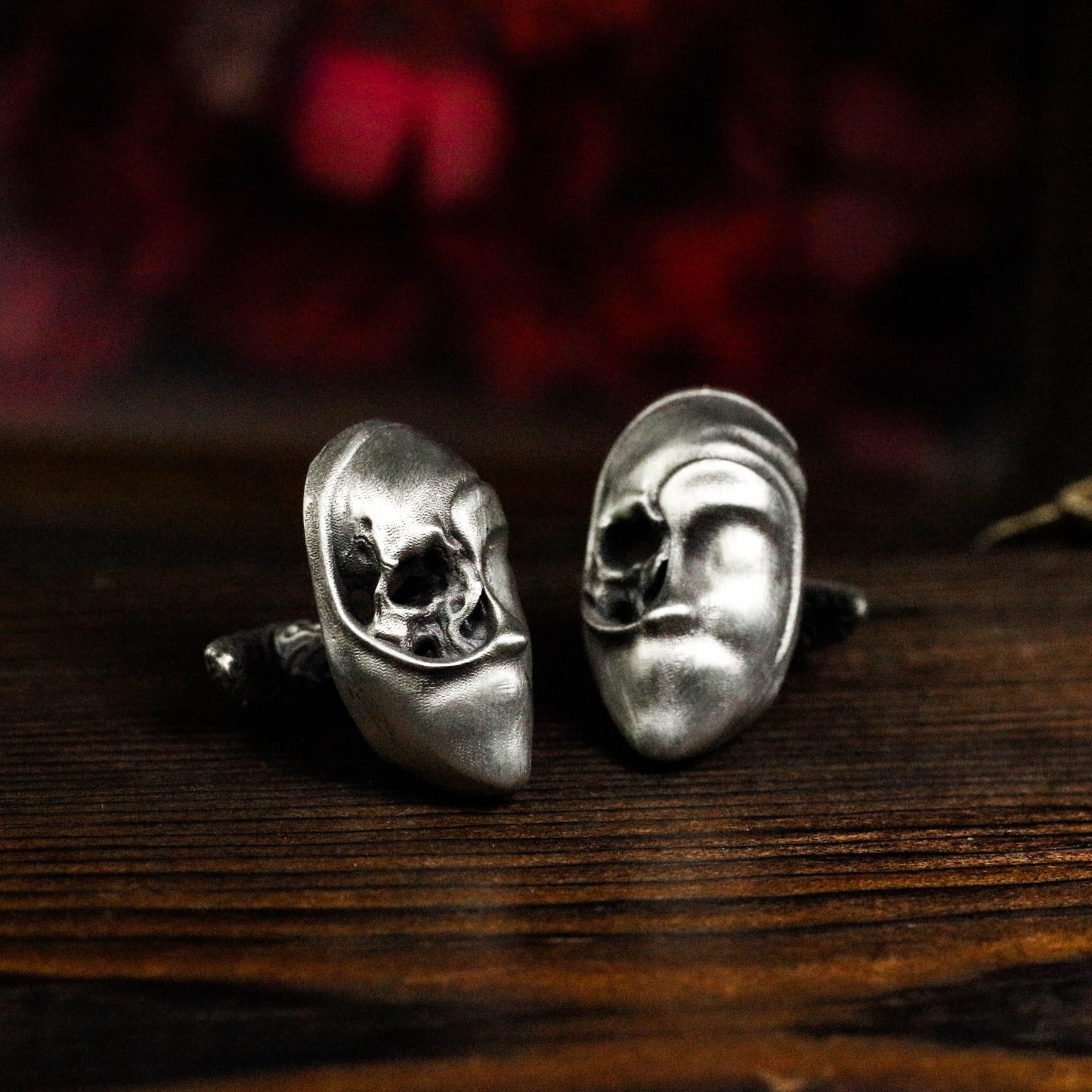 Skeleton Mask Cufflinks, 925 Silver Handmade