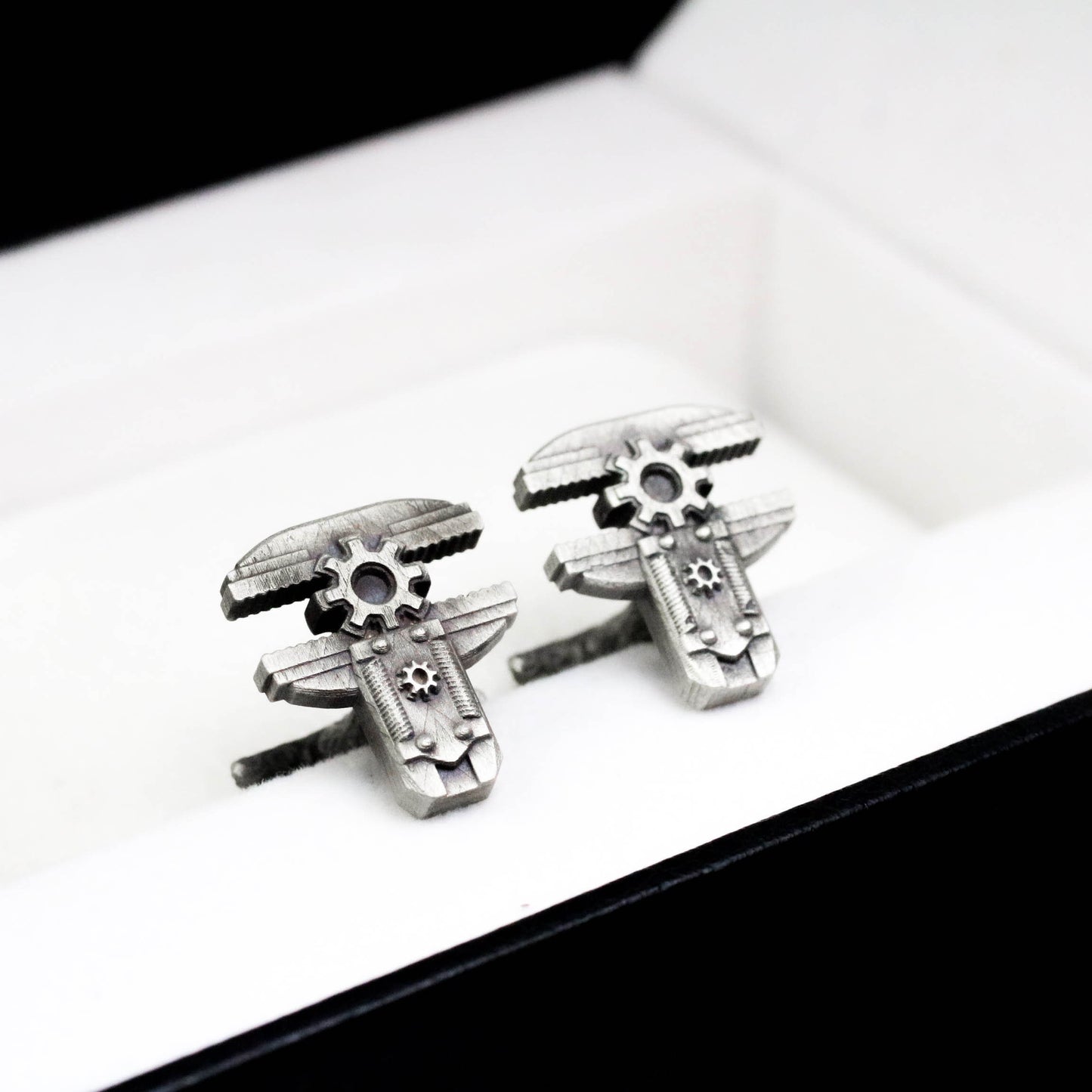 Mechanical Arm Cufflinks - 925 Silver Handmade