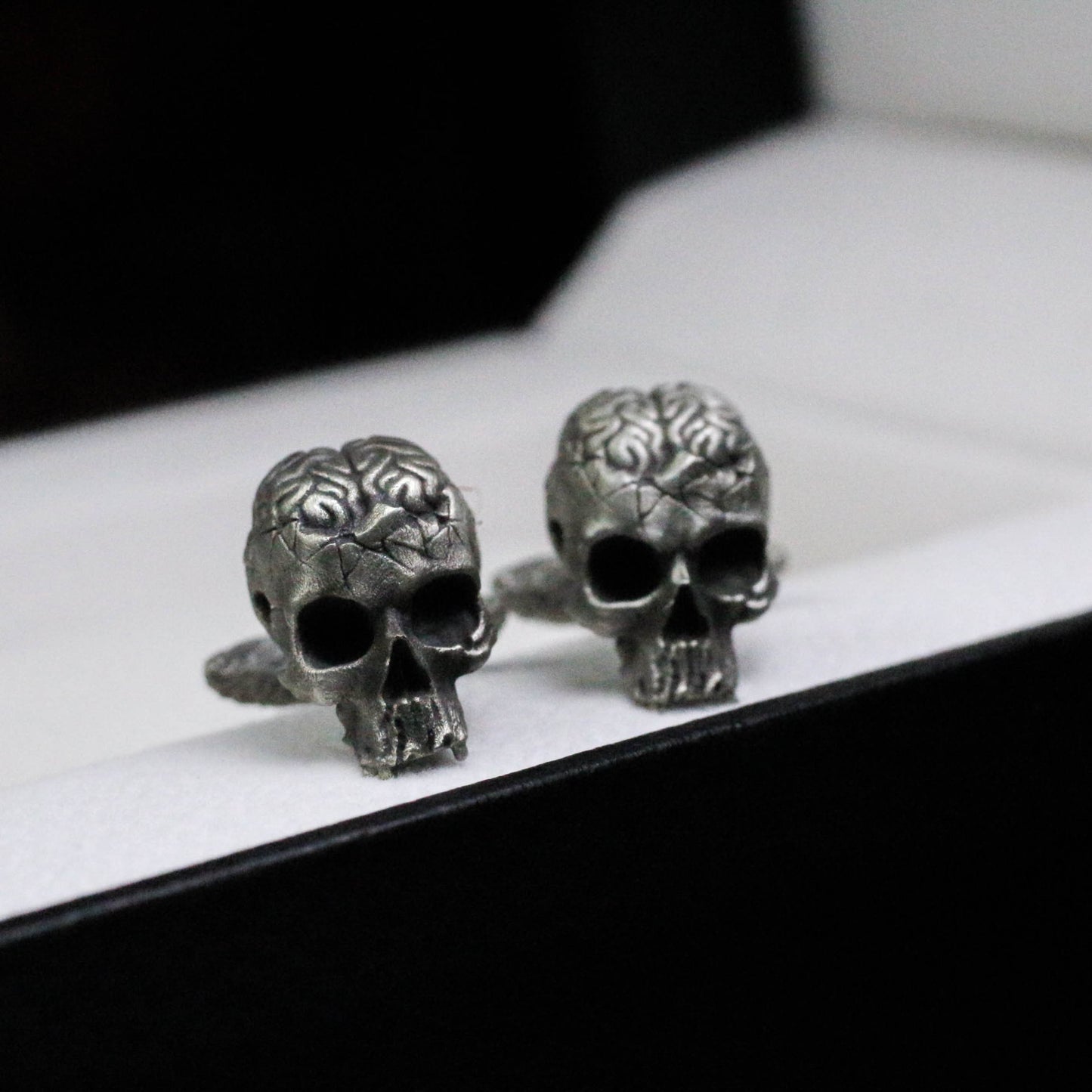 Brain Skull Cufflinks - 925 Silver Handmade