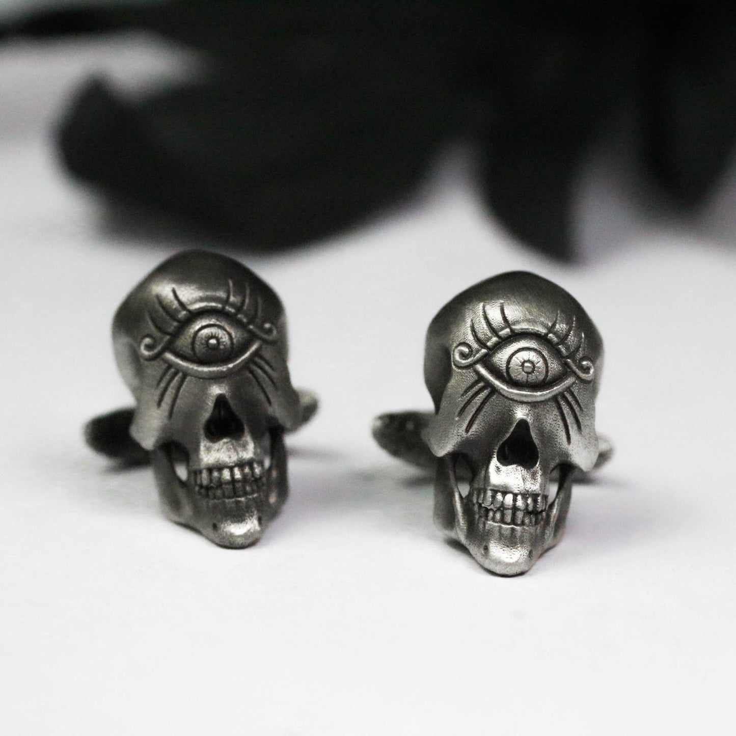 Hell's Eye Skull Cufflinks - 925 Sterling Silver Handmade