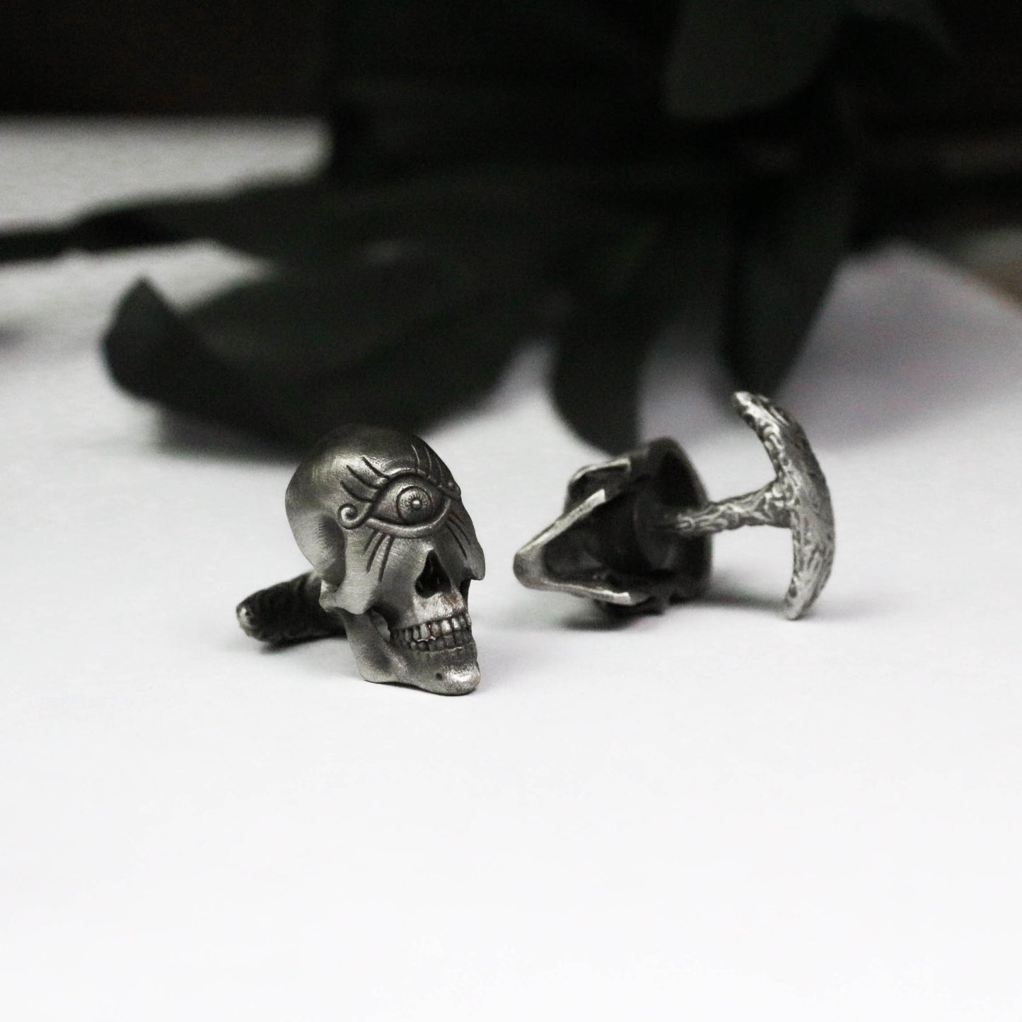 Hell's Eye Skull Cufflinks - 925 Sterling Silver Handmade