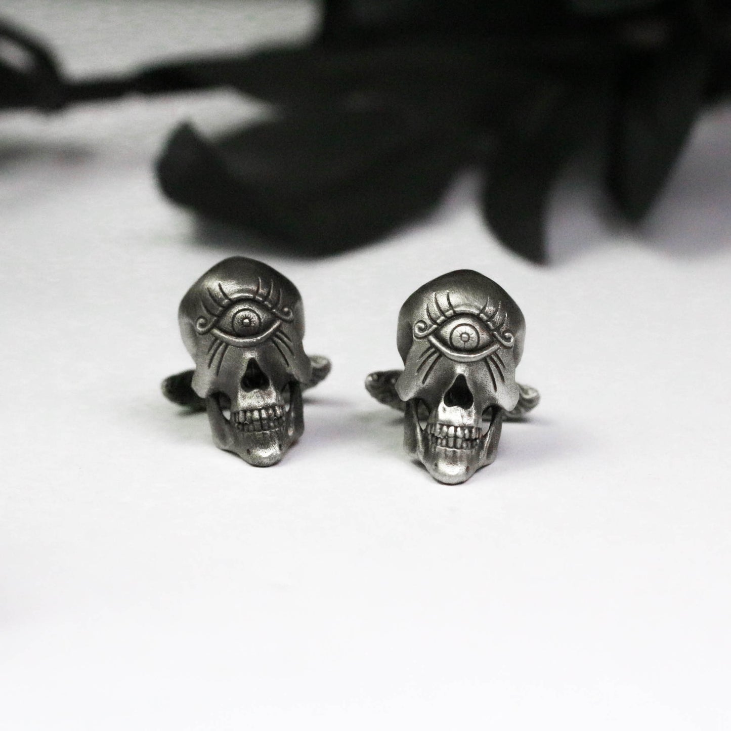Hell's Eye Skull Cufflinks - 925 Sterling Silver Handmade