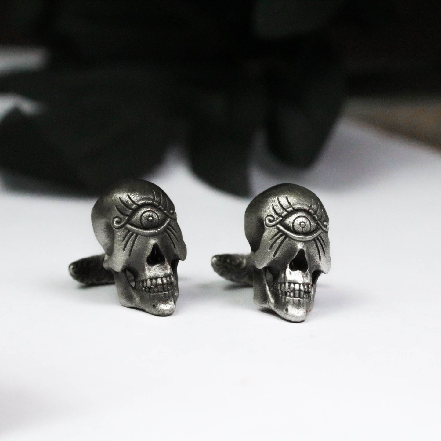 Hell's Eye Skull Cufflinks - 925 Sterling Silver Handmade