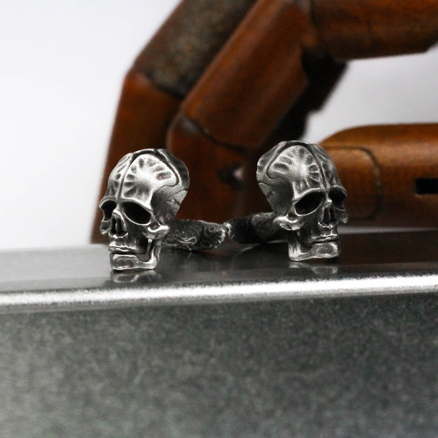 Devil Skull Cufflinks - Gothic Cast - 925 Sterling Silver Handmade
