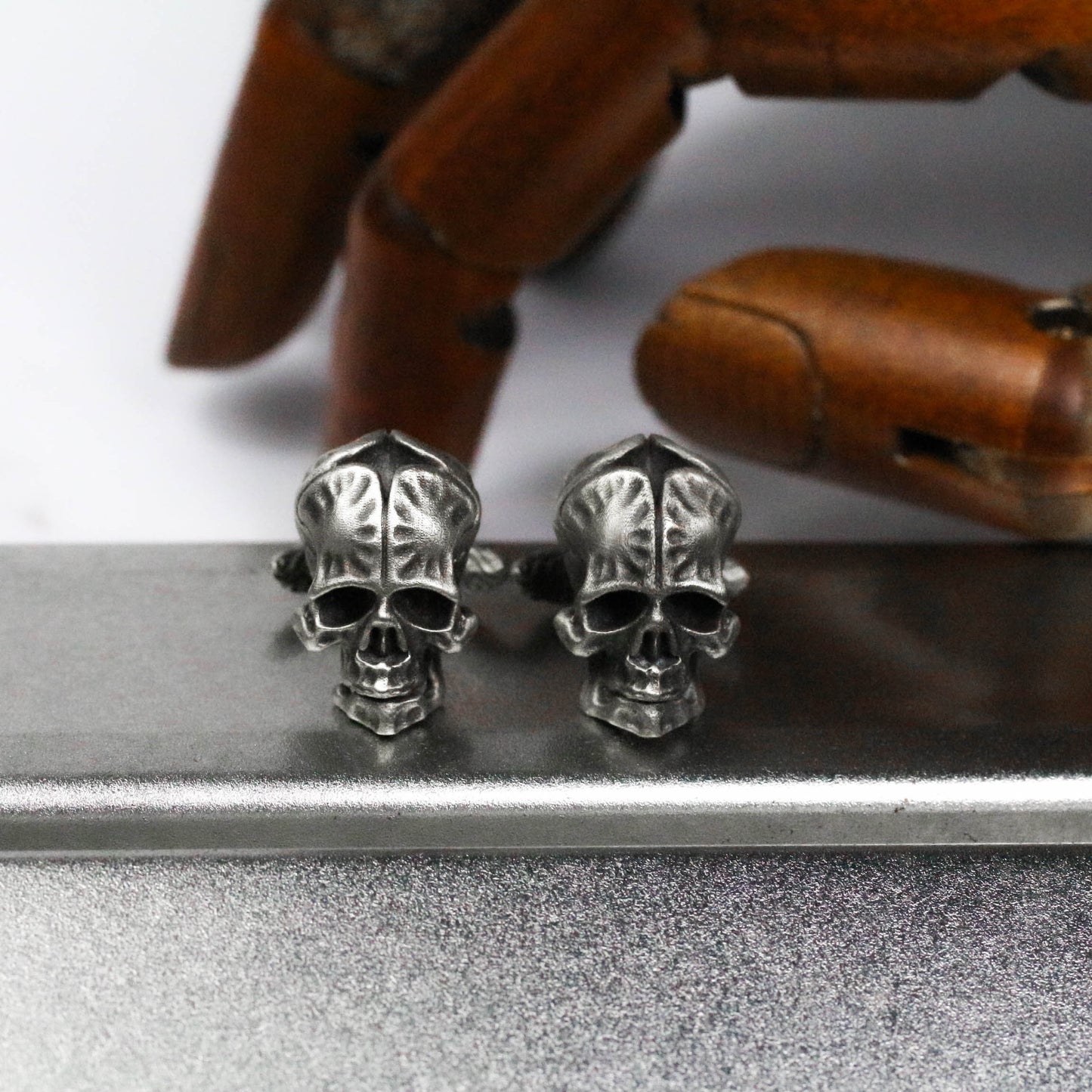 Devil Skull Cufflinks - Gothic Cast - 925 Sterling Silver Handmade