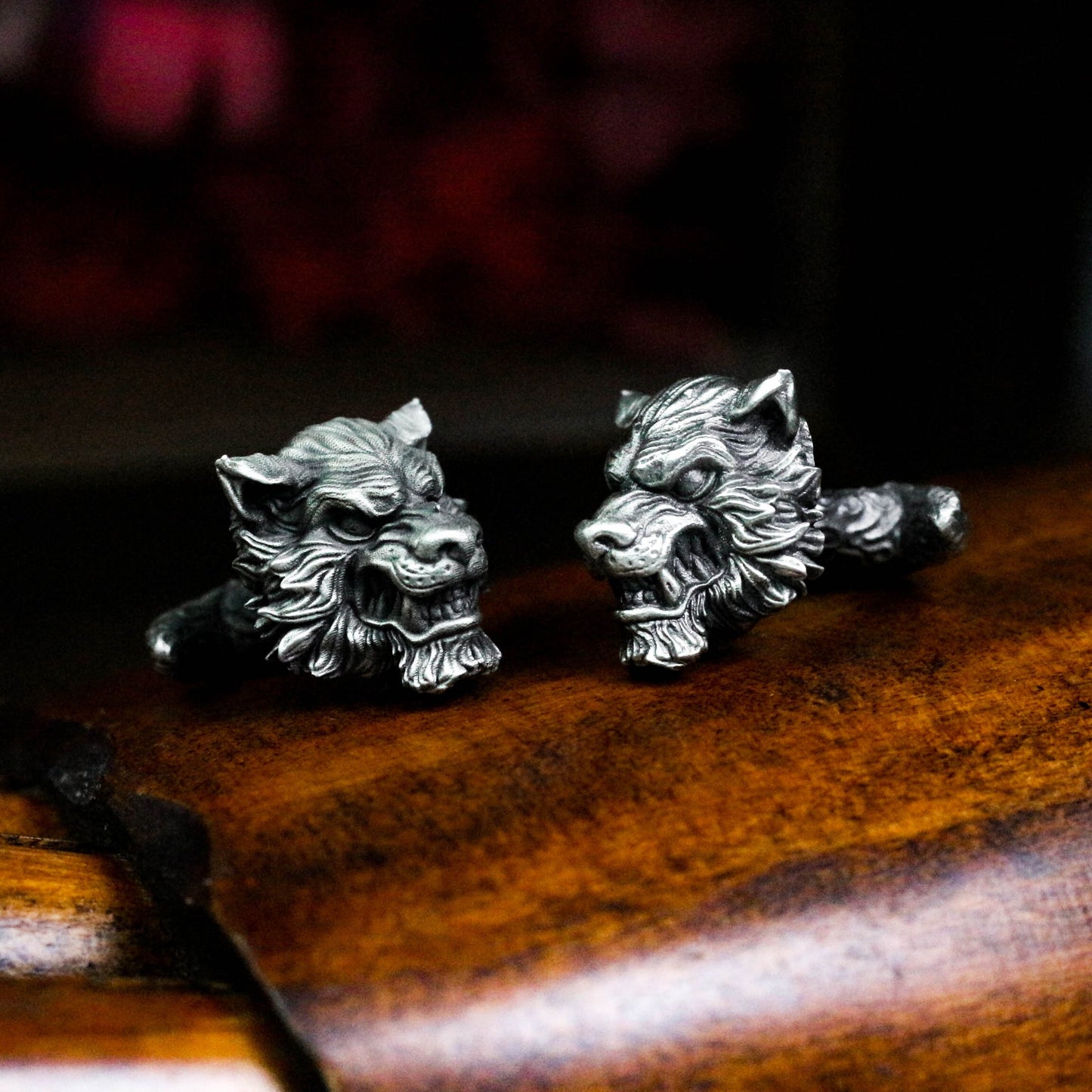 Angry Tiger Cufflinks, 925 Silver Handmade