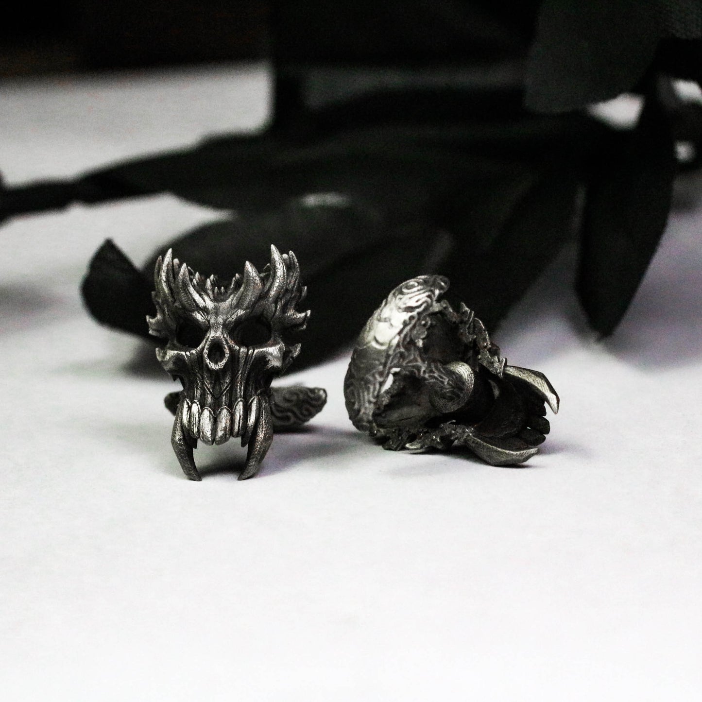 Spiritual Demon Skull Cufflinks, 925 Silver Handmade