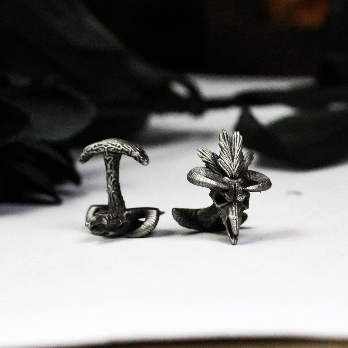 Indian Sheep Skull Cufflinks - 925 Silver Handmade
