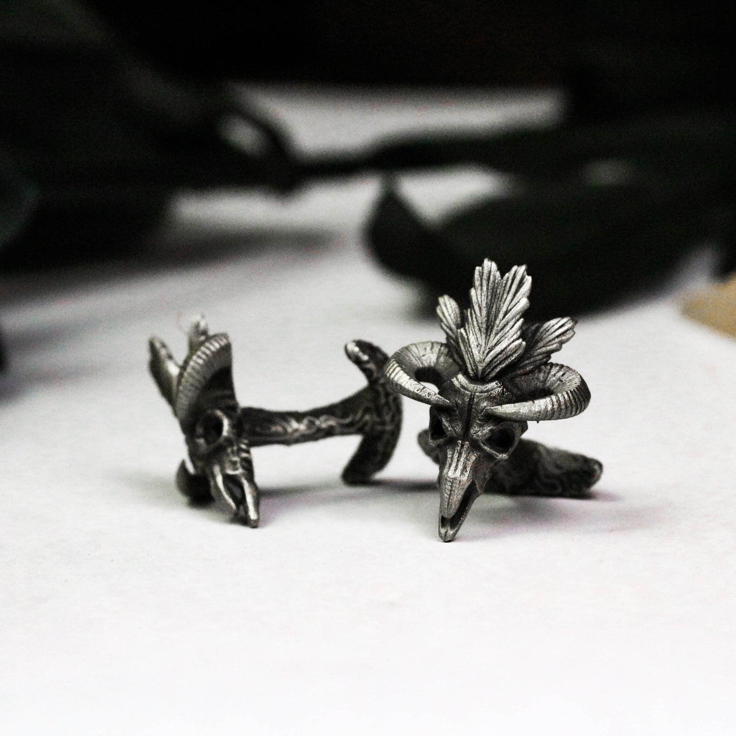 Indian Sheep Skull Cufflinks - 925 Silver Handmade