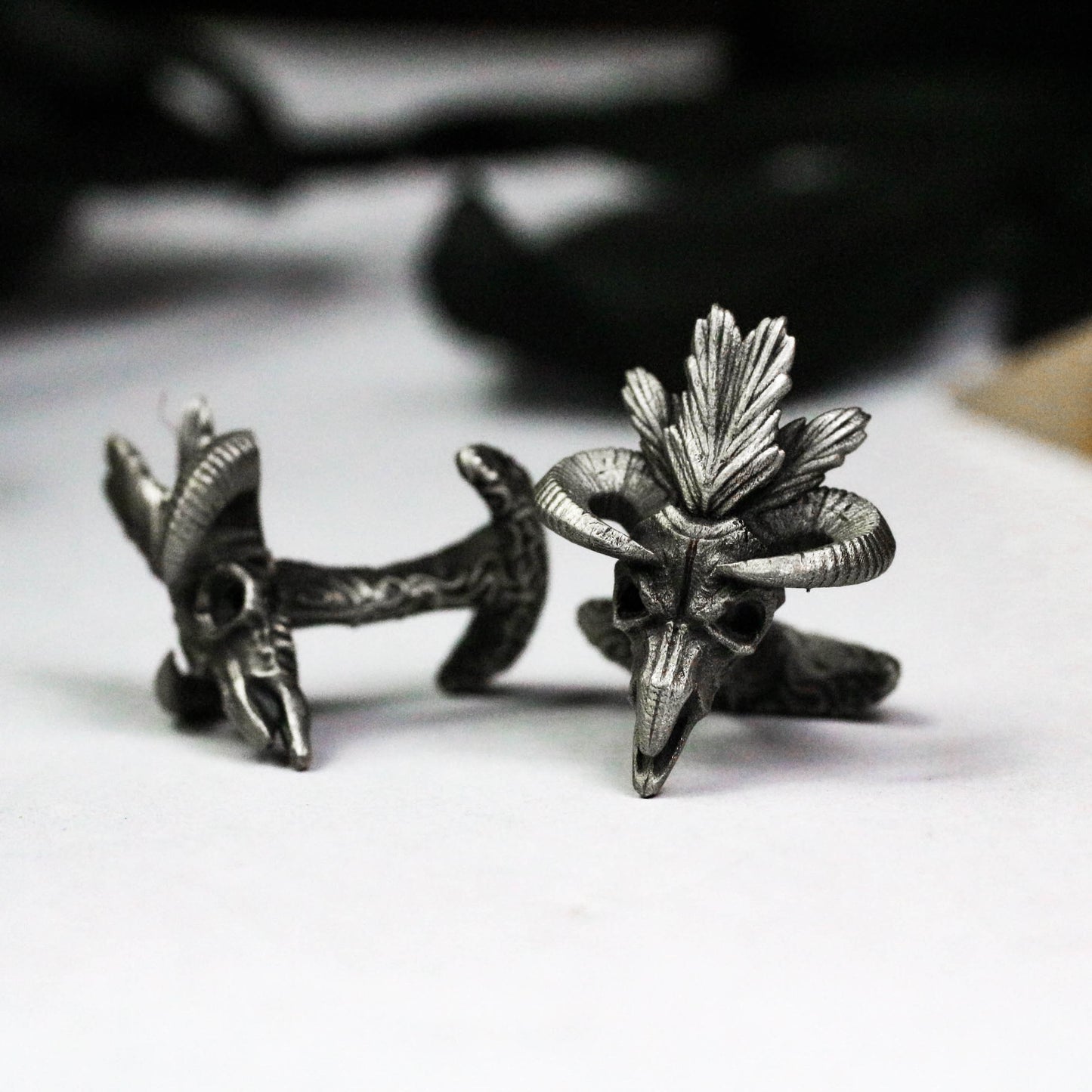Indian Sheep Skull Cufflinks - 925 Silver Handmade