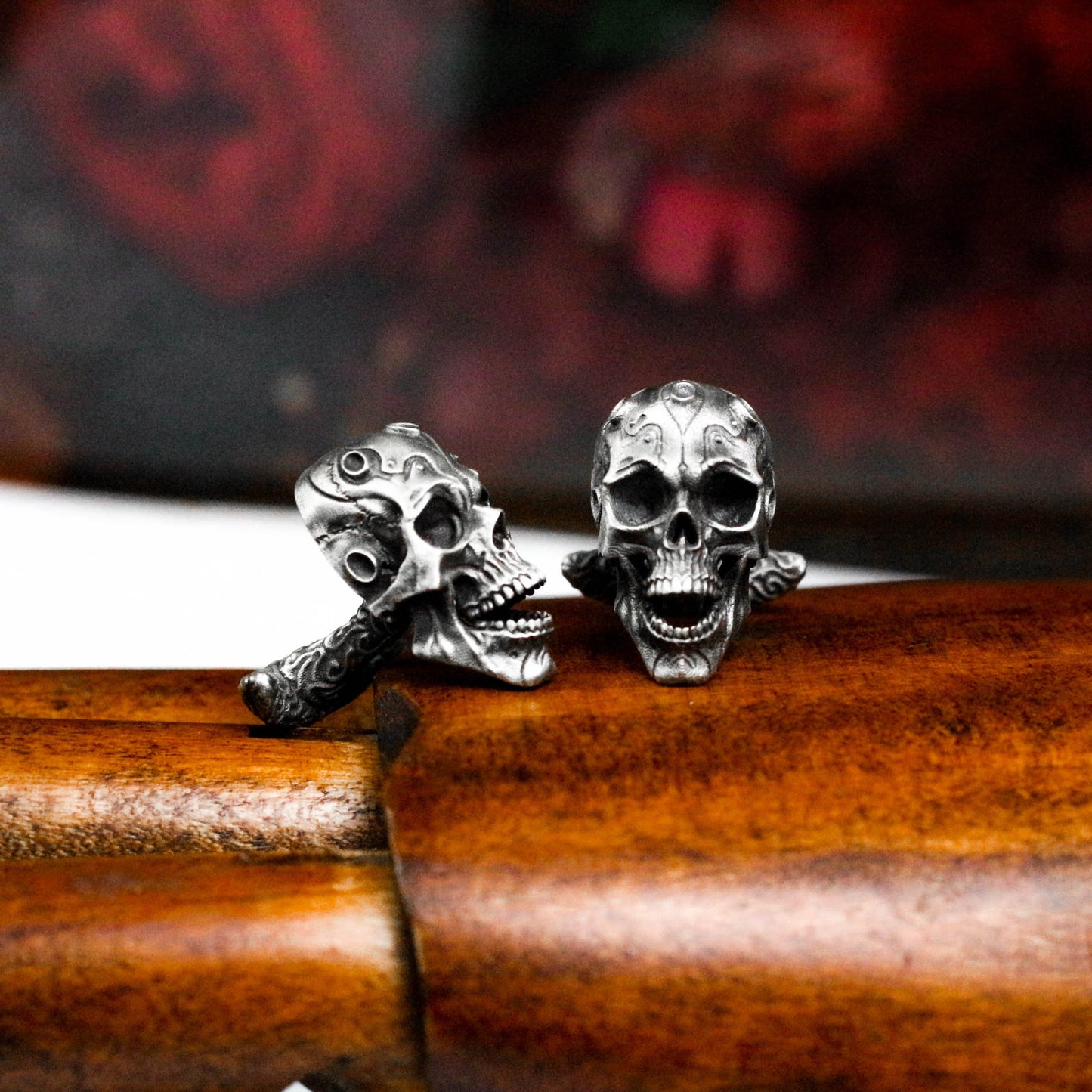 Mechanical Pioneer Skull Cufflinks, 925 Silver Handmade