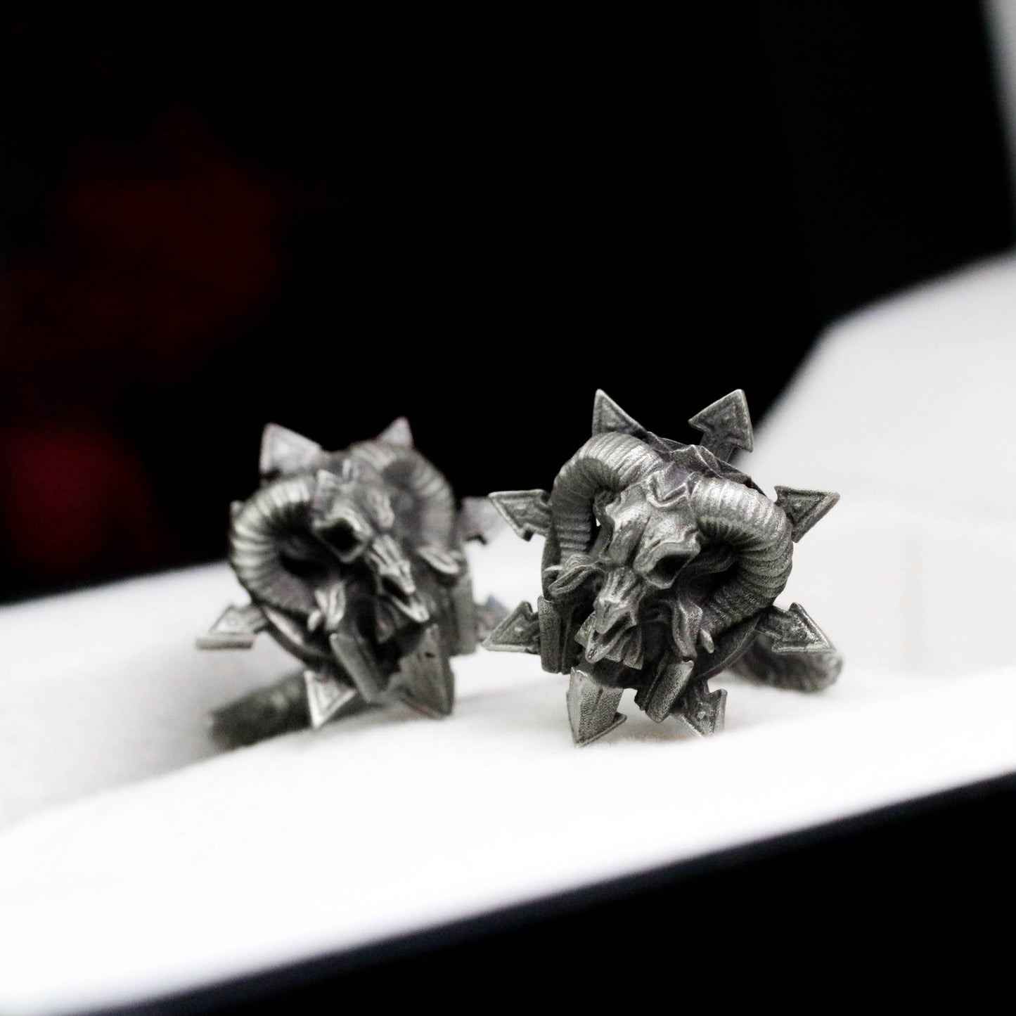 Evil Spirit Ram Cufflinks - Handmade 925 Silver