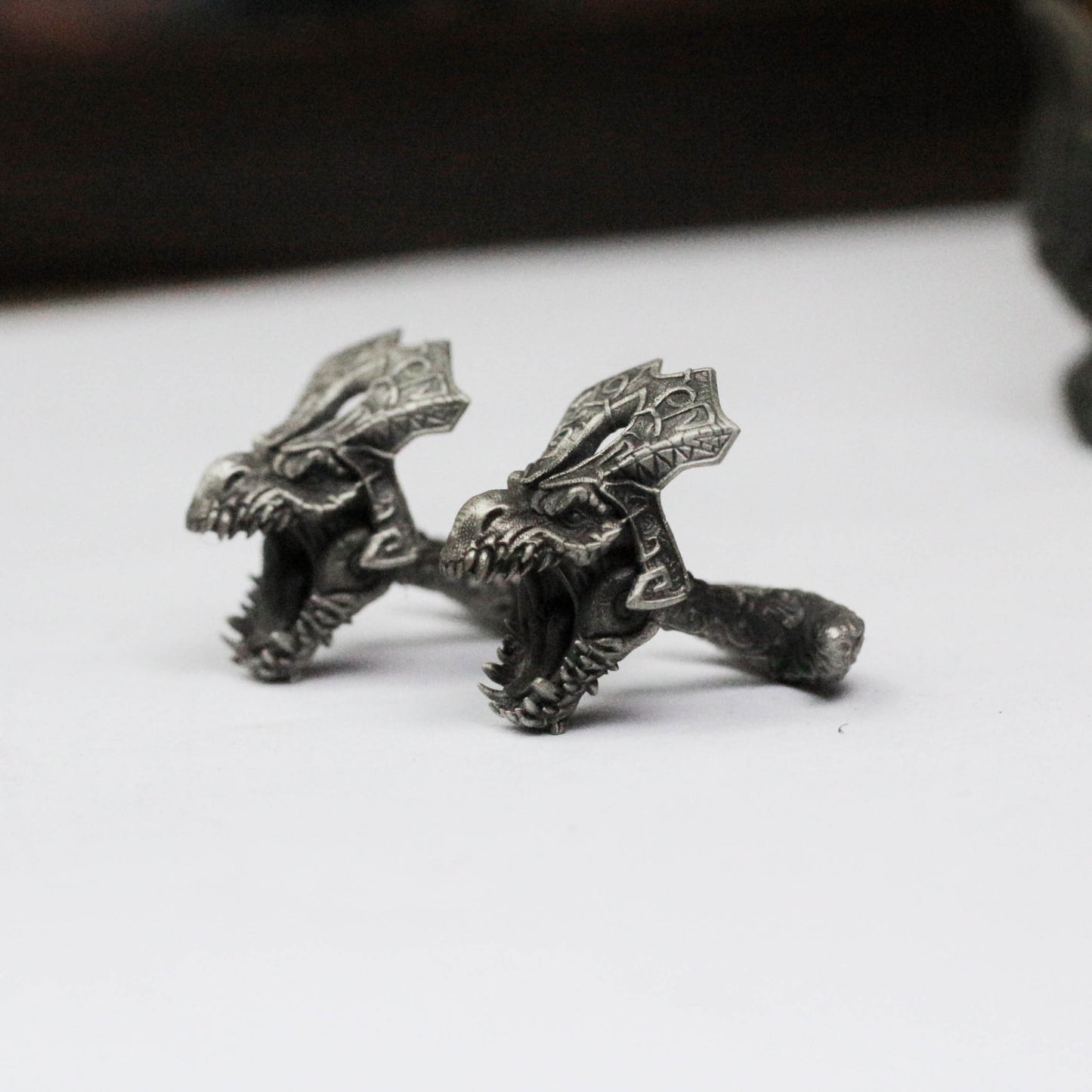 Angry Dragon Tyrannosaurus Cufflinks - 925 Silver Handmade