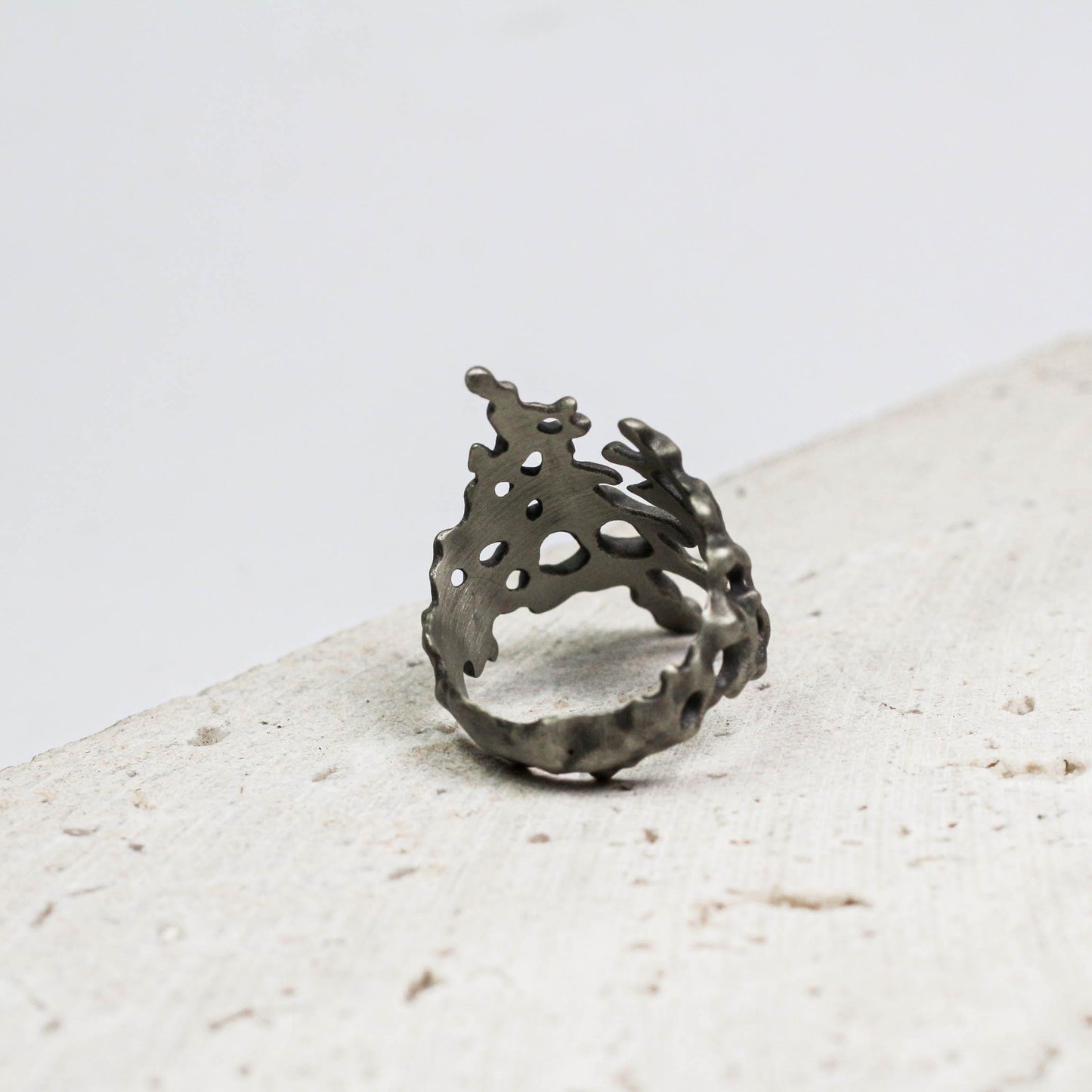 Handcrafted Silver Organic Coral Ring