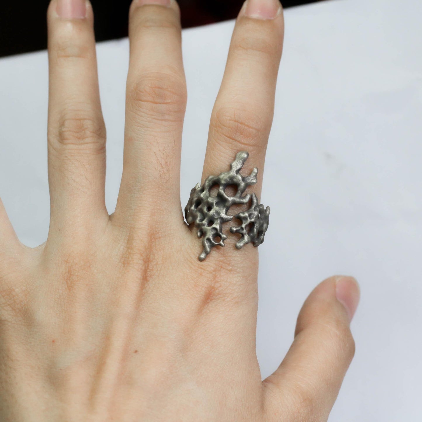 Handcrafted Silver Organic Coral Ring