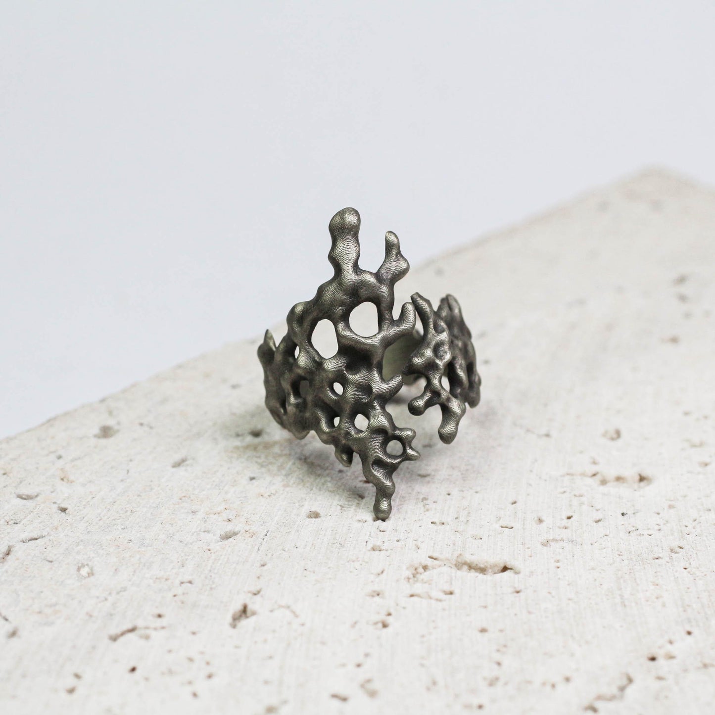 Handcrafted Silver Organic Coral Ring