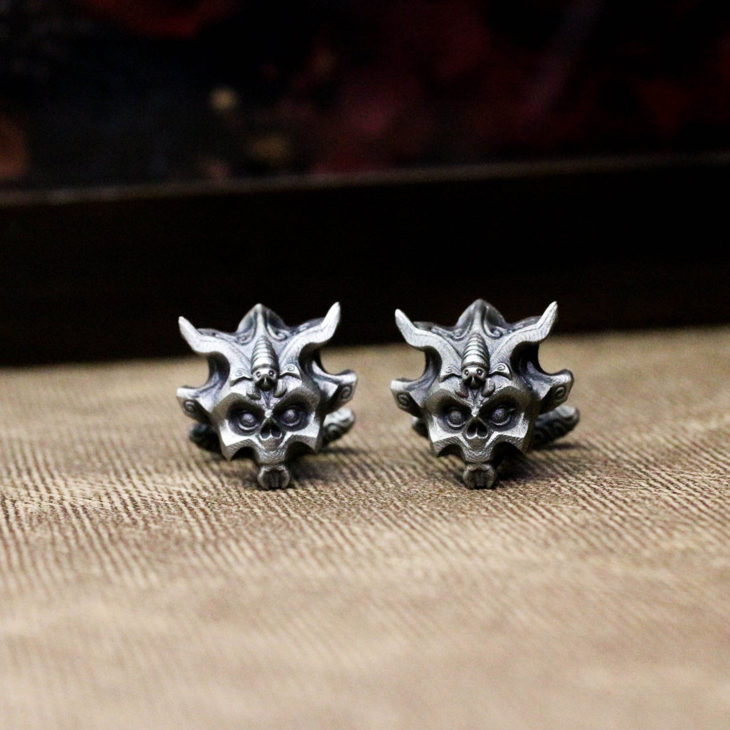 Bug Spirit Mask Cufflinks - 925 Silver Handmade