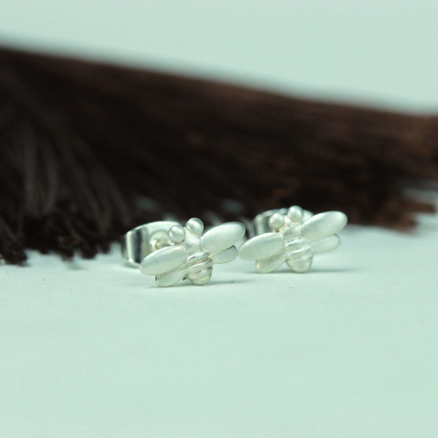 Bumble Bee Stud Earrings - 925 Sterling Silver Handmade