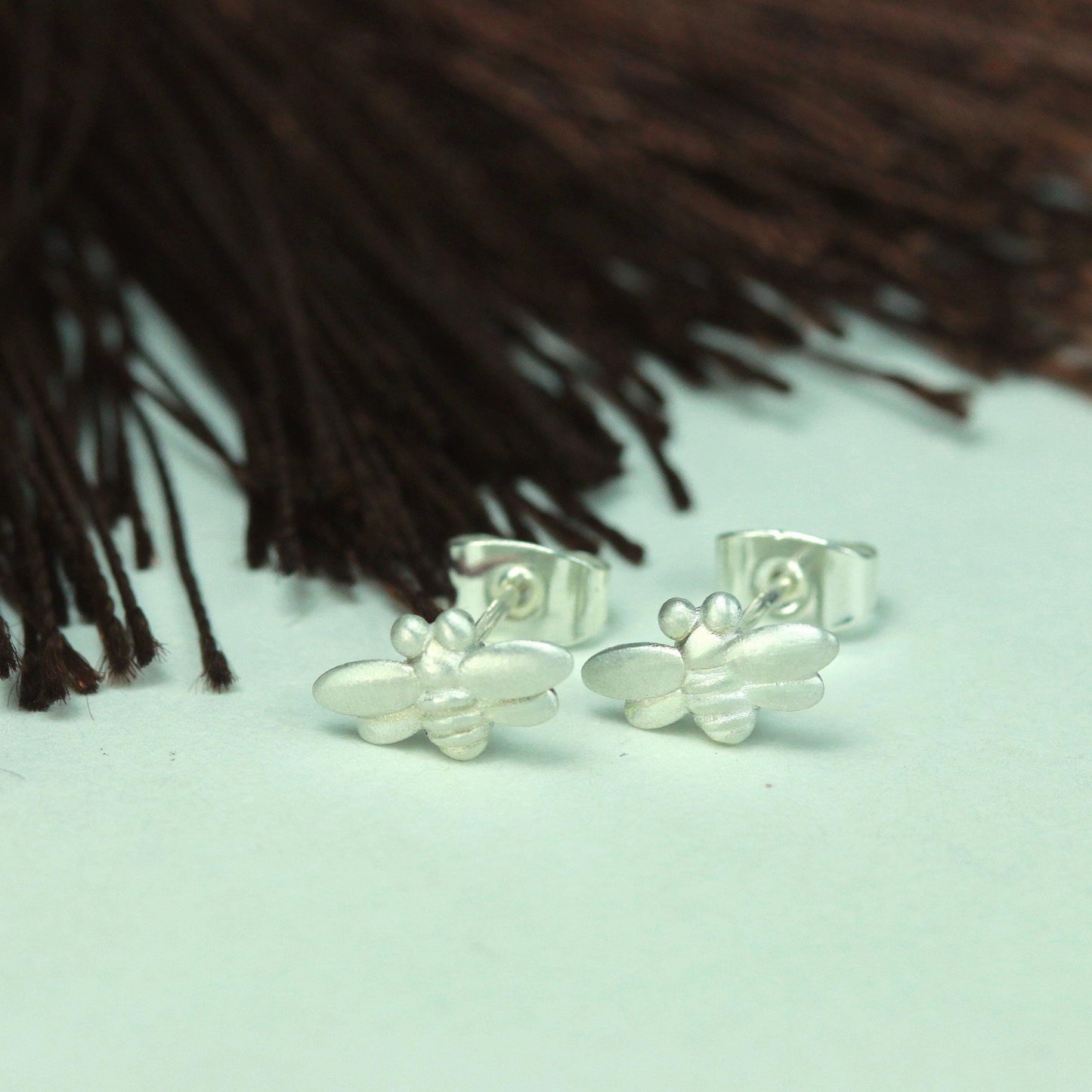 Bumble Bee Stud Earrings - 925 Sterling Silver Handmade