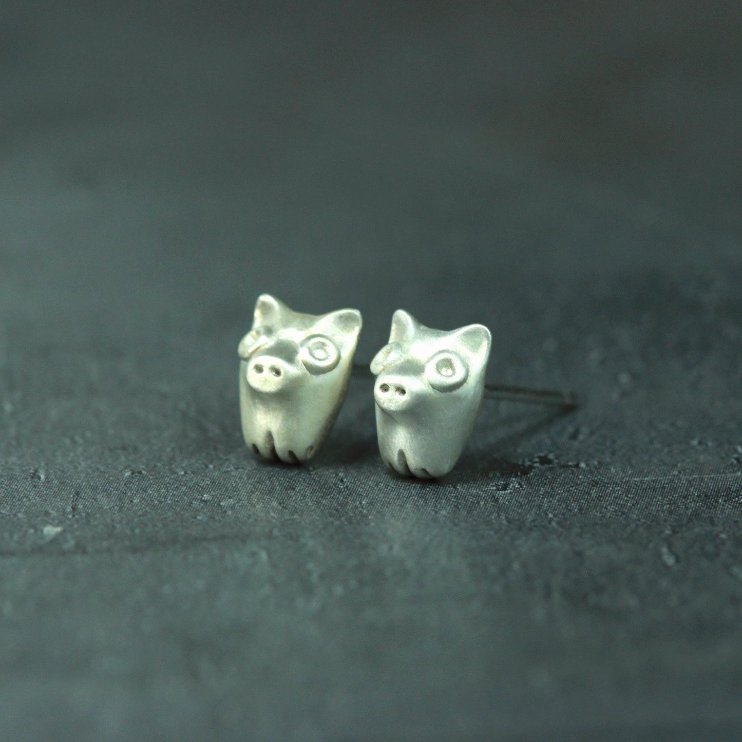 Piglet Stud Earrings - 925 Sterling Silver Handmade